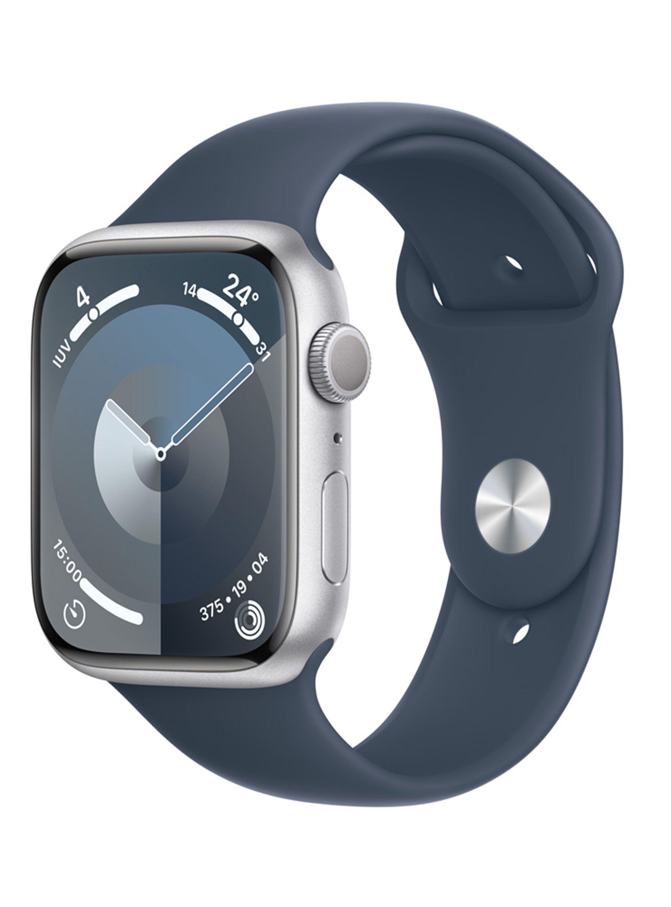 Apple Watch Series 9 GPS 45mm Caja Aluminio Color Plata y Correa Deportiva Azul Talla M/L-0