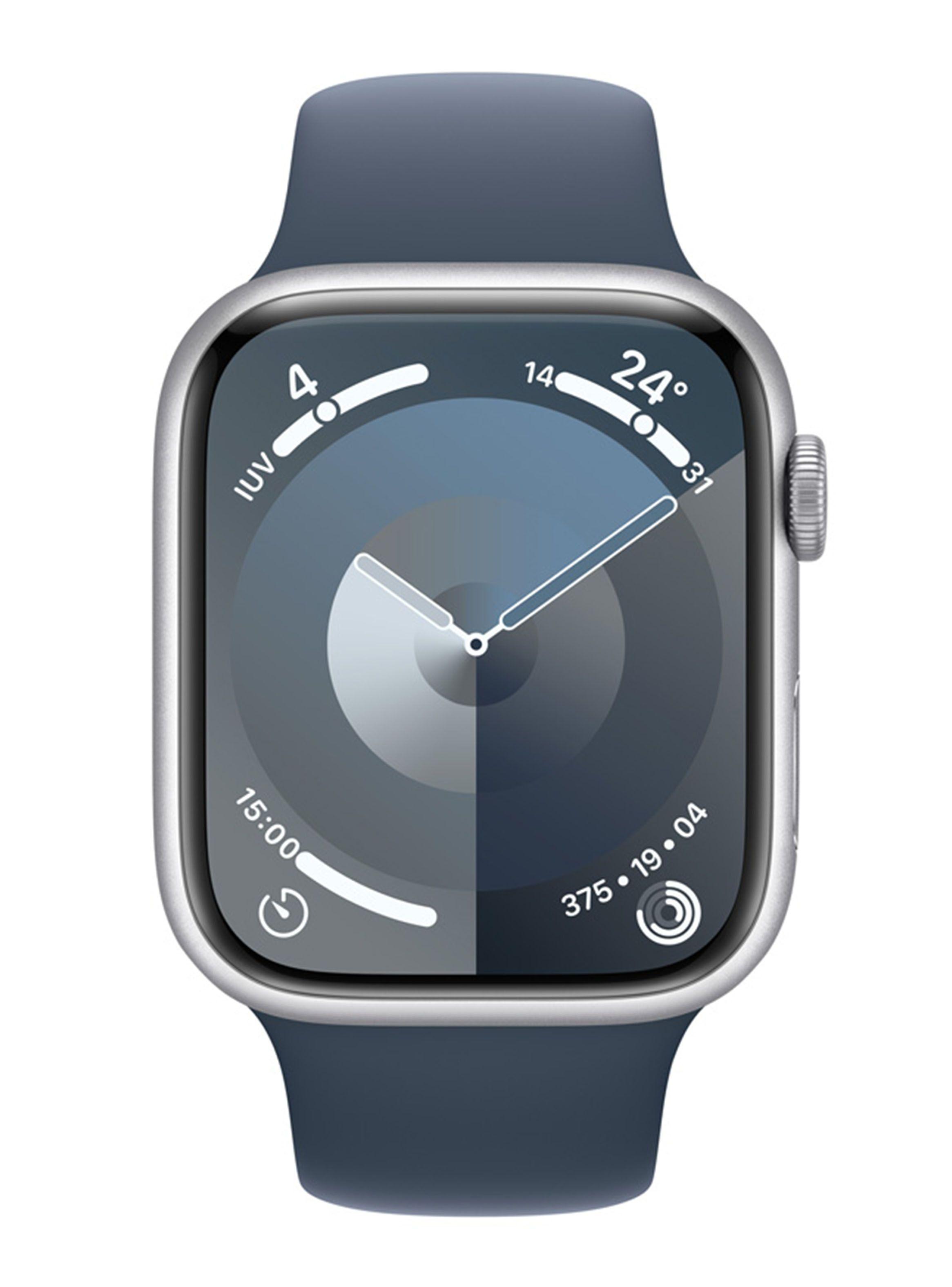Apple Watch Series 9 GPS 45mm Caja Aluminio Color Plata y Correa Deportiva Azul Talla M/L-1