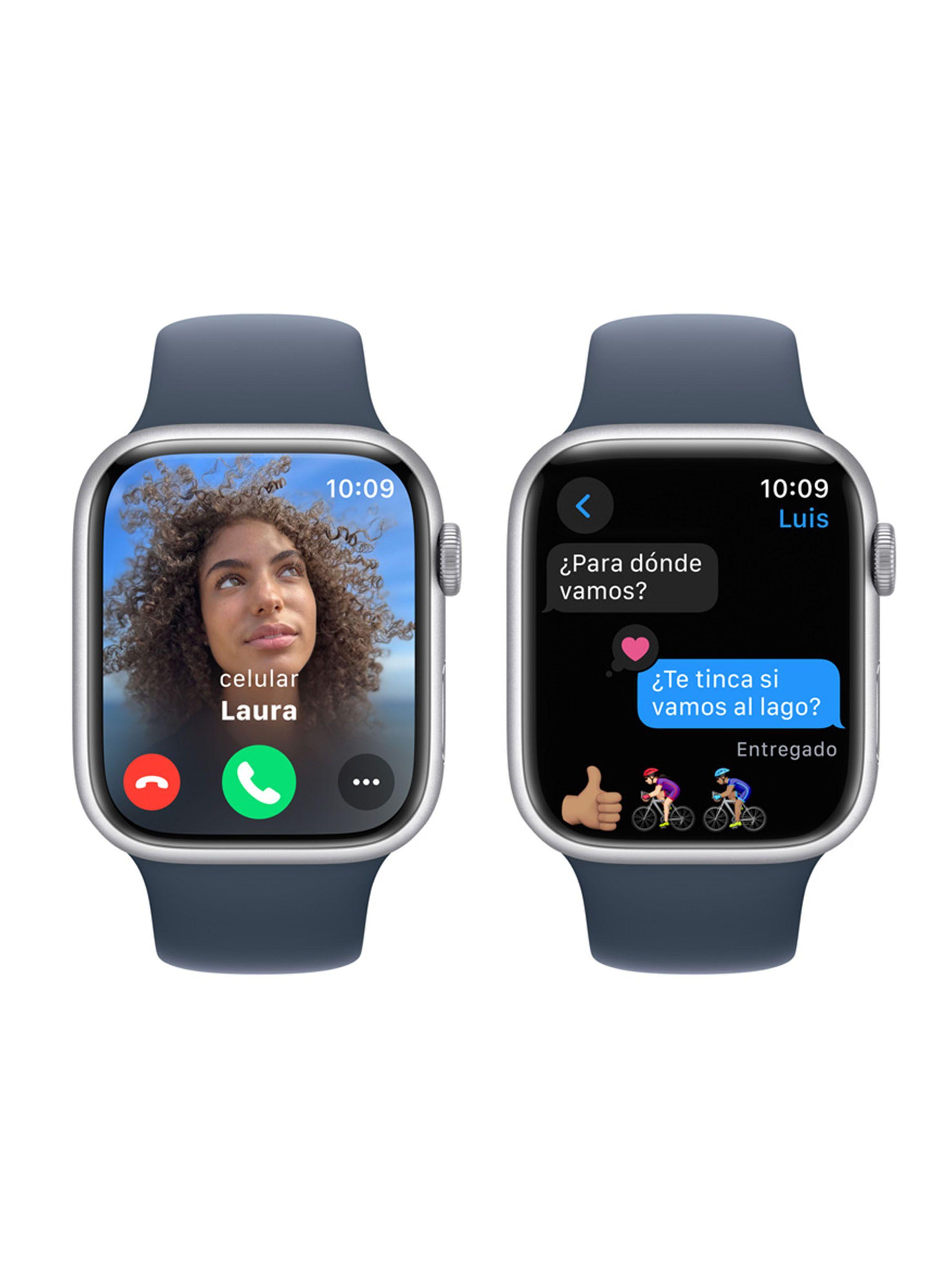 Apple Watch Series 9 GPS 45mm Caja Aluminio Color Plata y Correa Deportiva Azul Talla M/L-5
