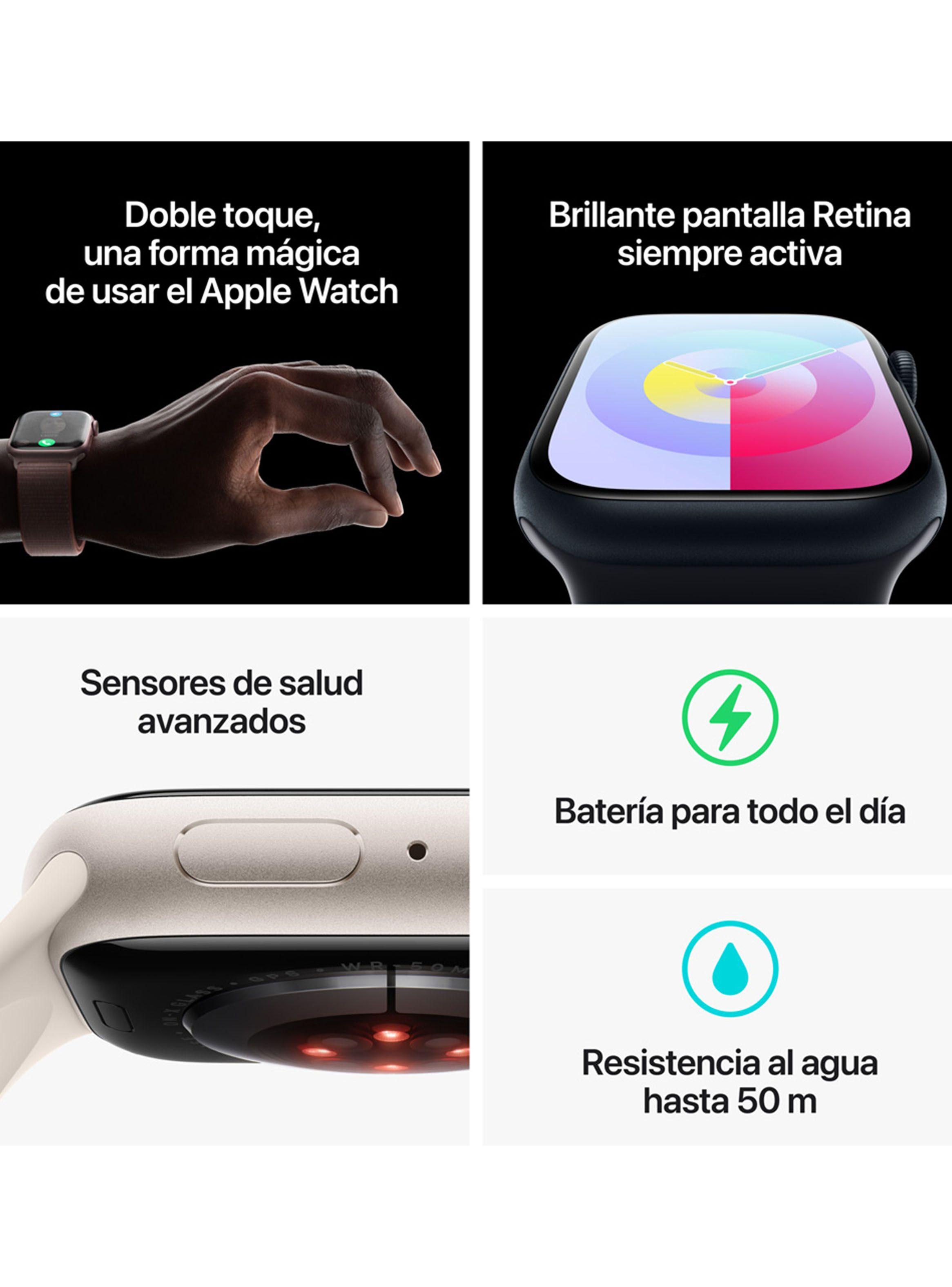 Apple Watch Series 9 GPS 45mm Caja Aluminio Color Plata y Correa Deportiva Azul Talla M/L-8