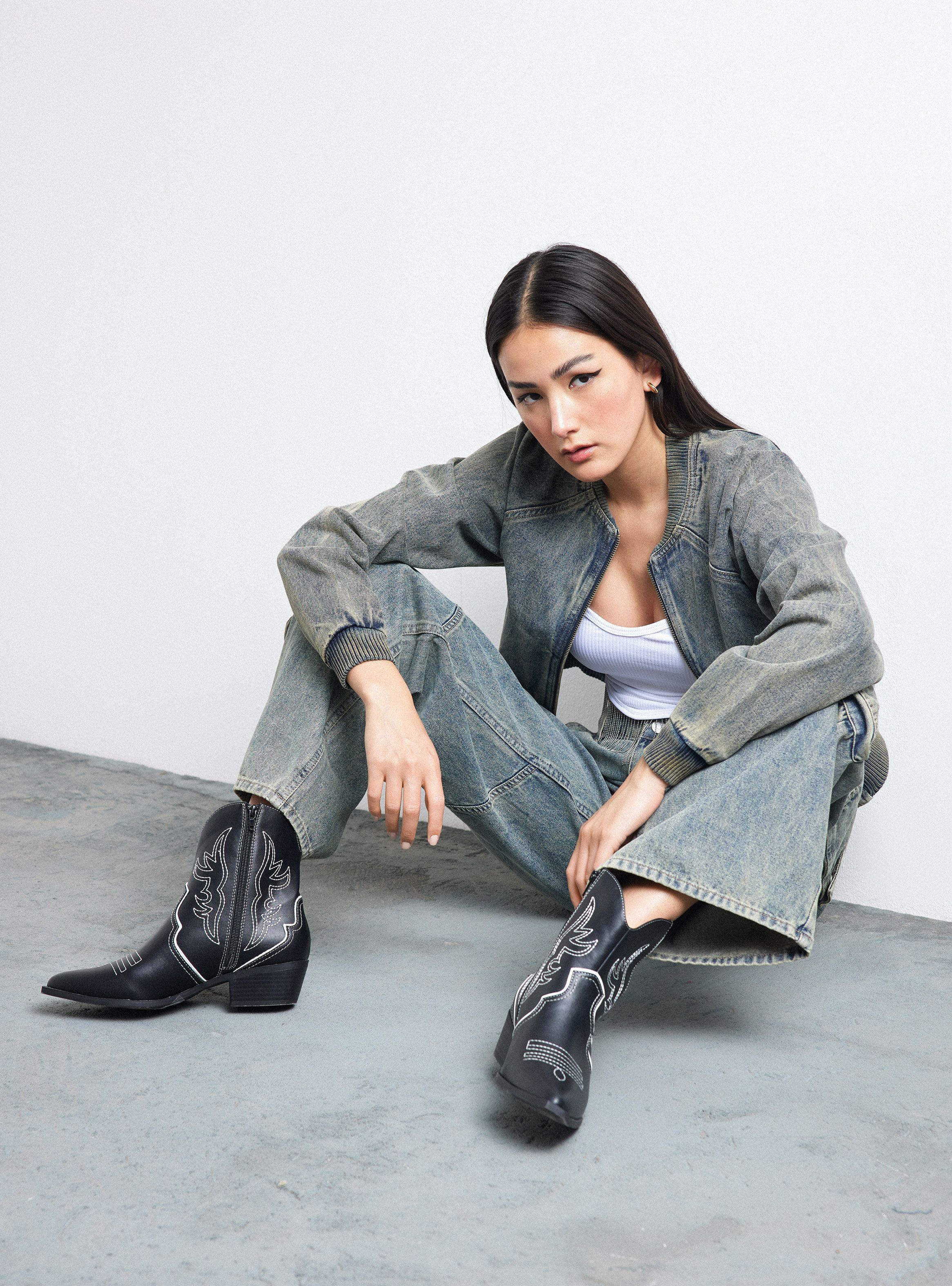 Chaqueta Bomber Crop Pretina Tela De Puño-4