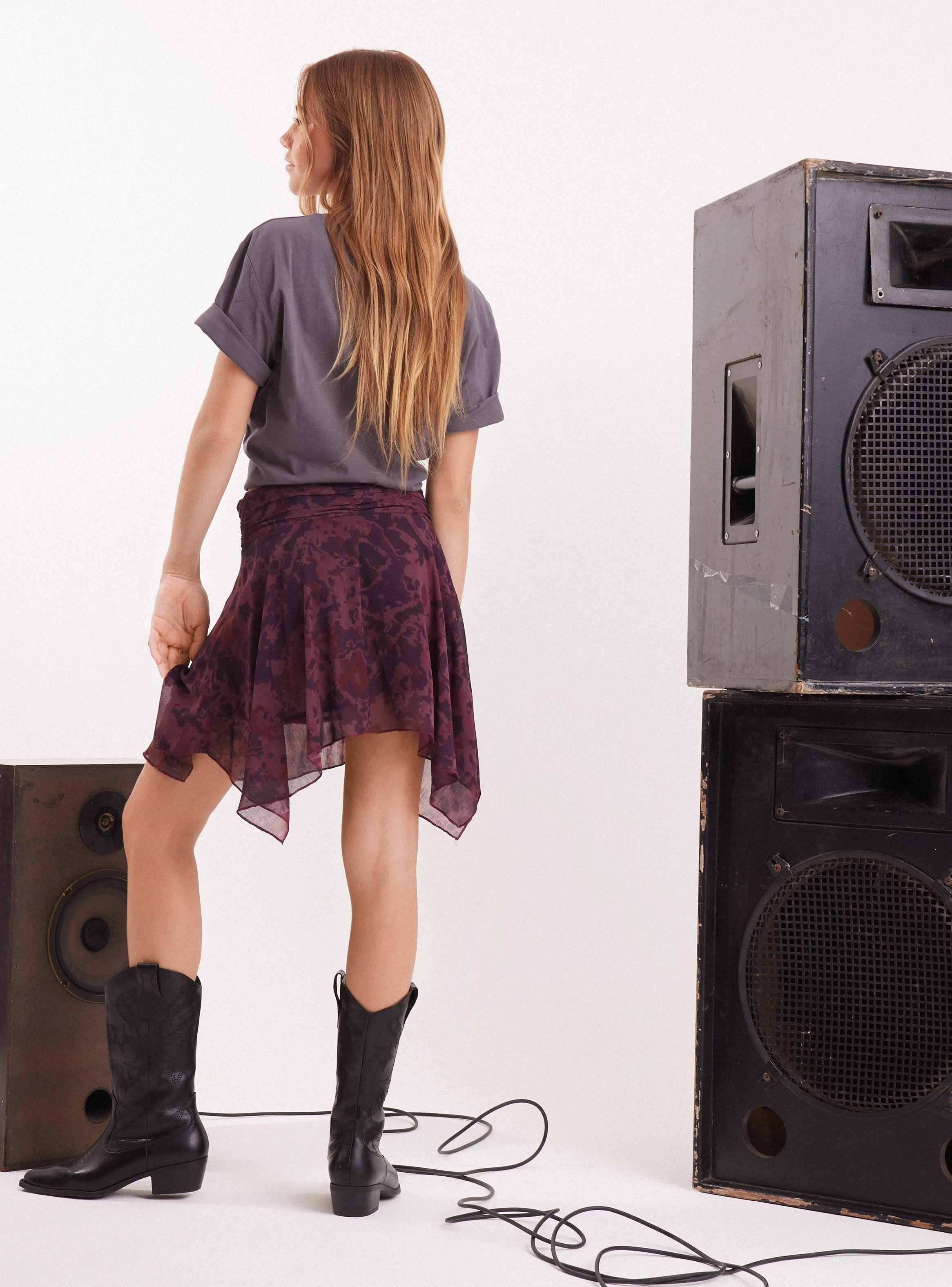 Falda Asimétrica Estampado-5