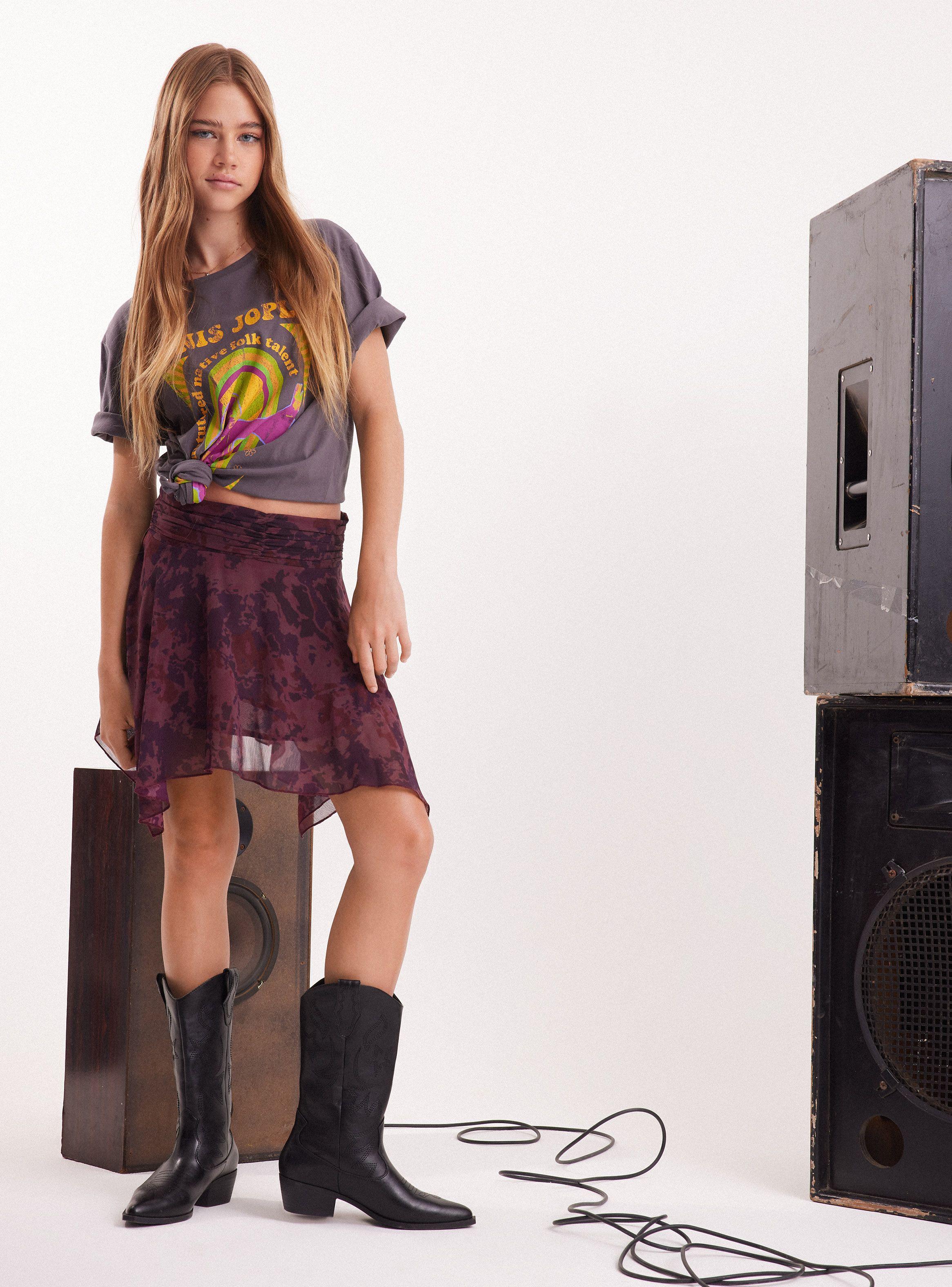 Falda Asimétrica Estampado-4