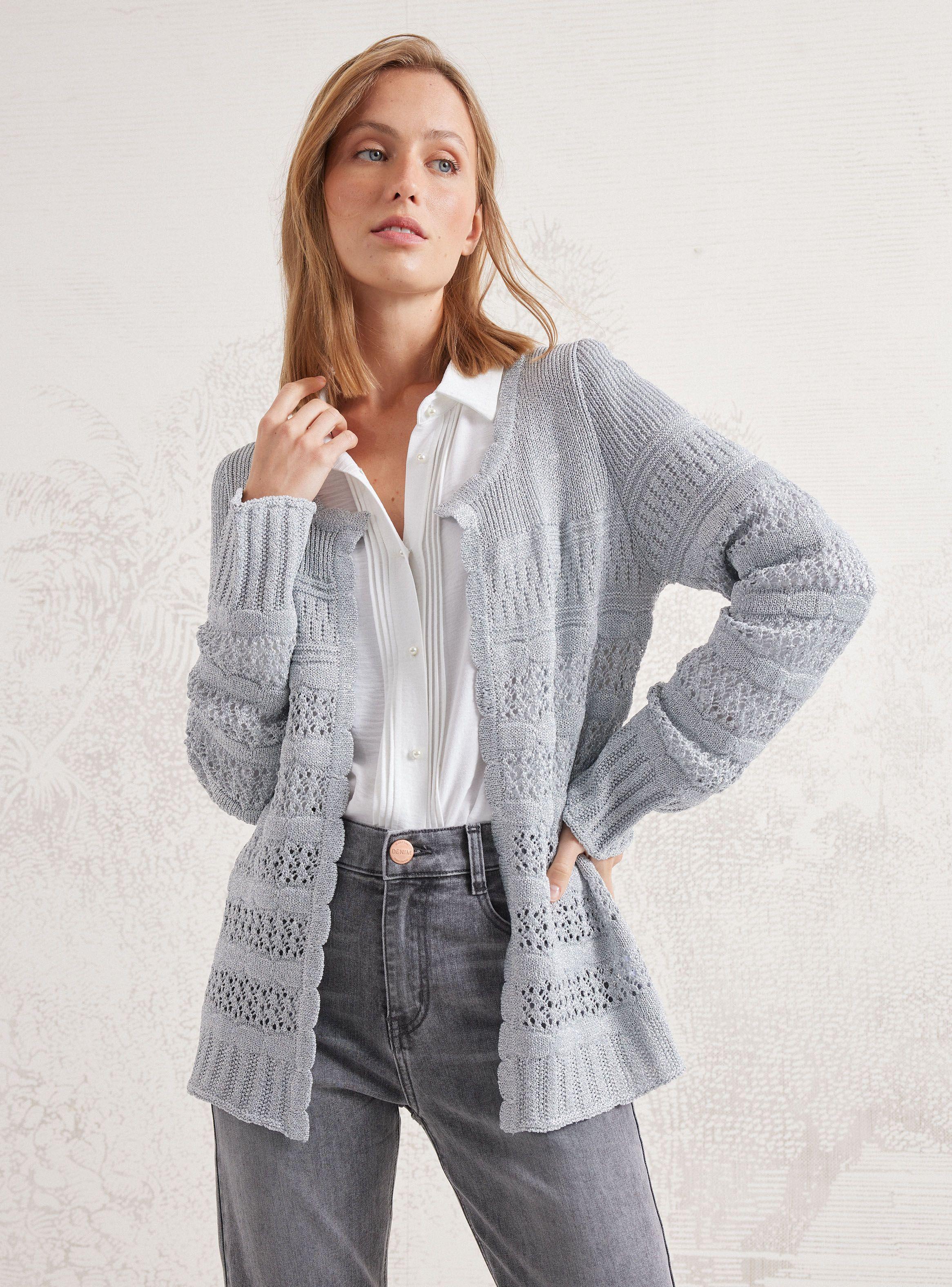 Chaleco Tipo Kimono Tejido Con Lurex-0