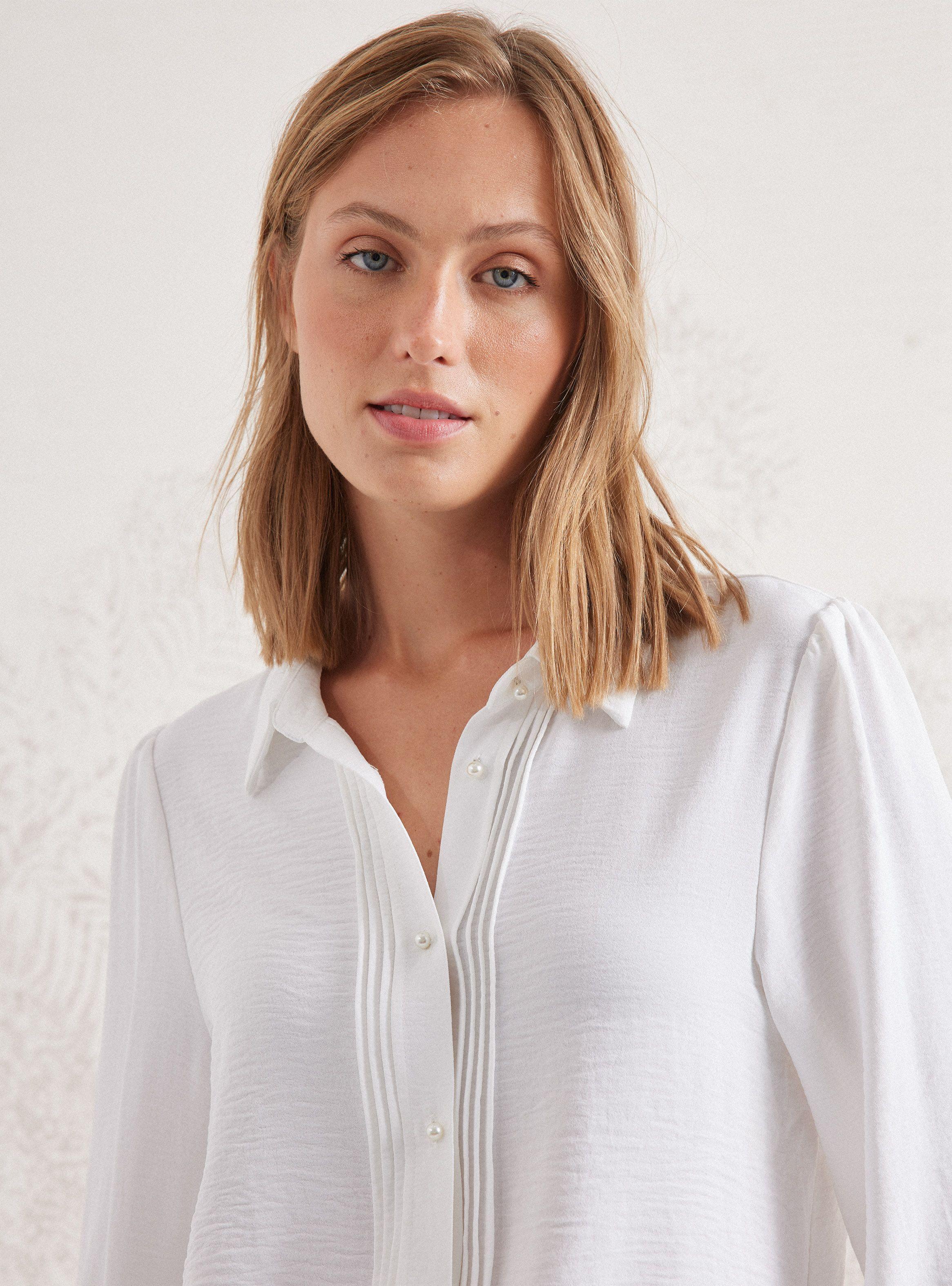 Blusa Con Alforzas Y Botón De Perla-2