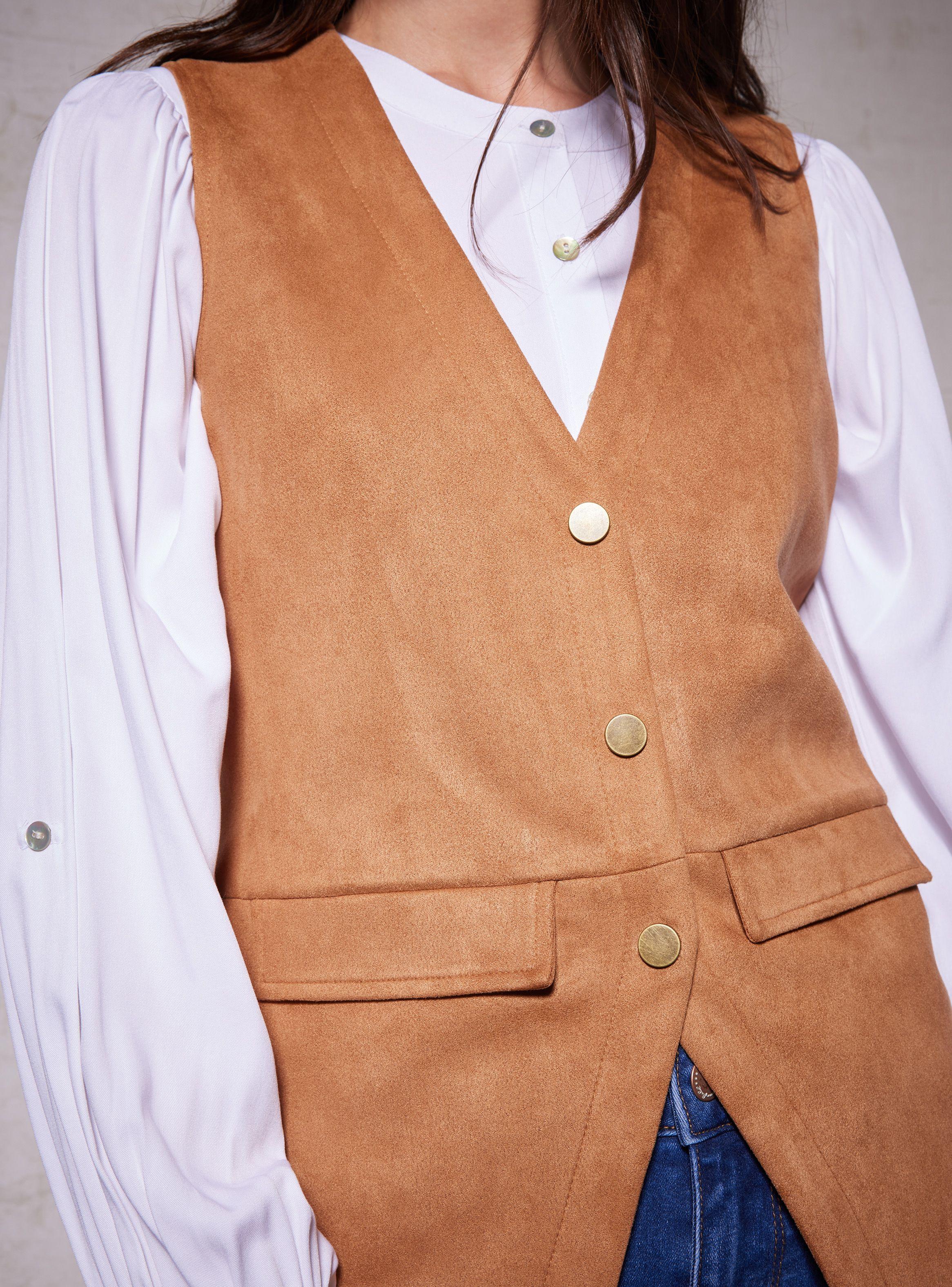 Chaqueta Vest Larga Agamuzada-3
