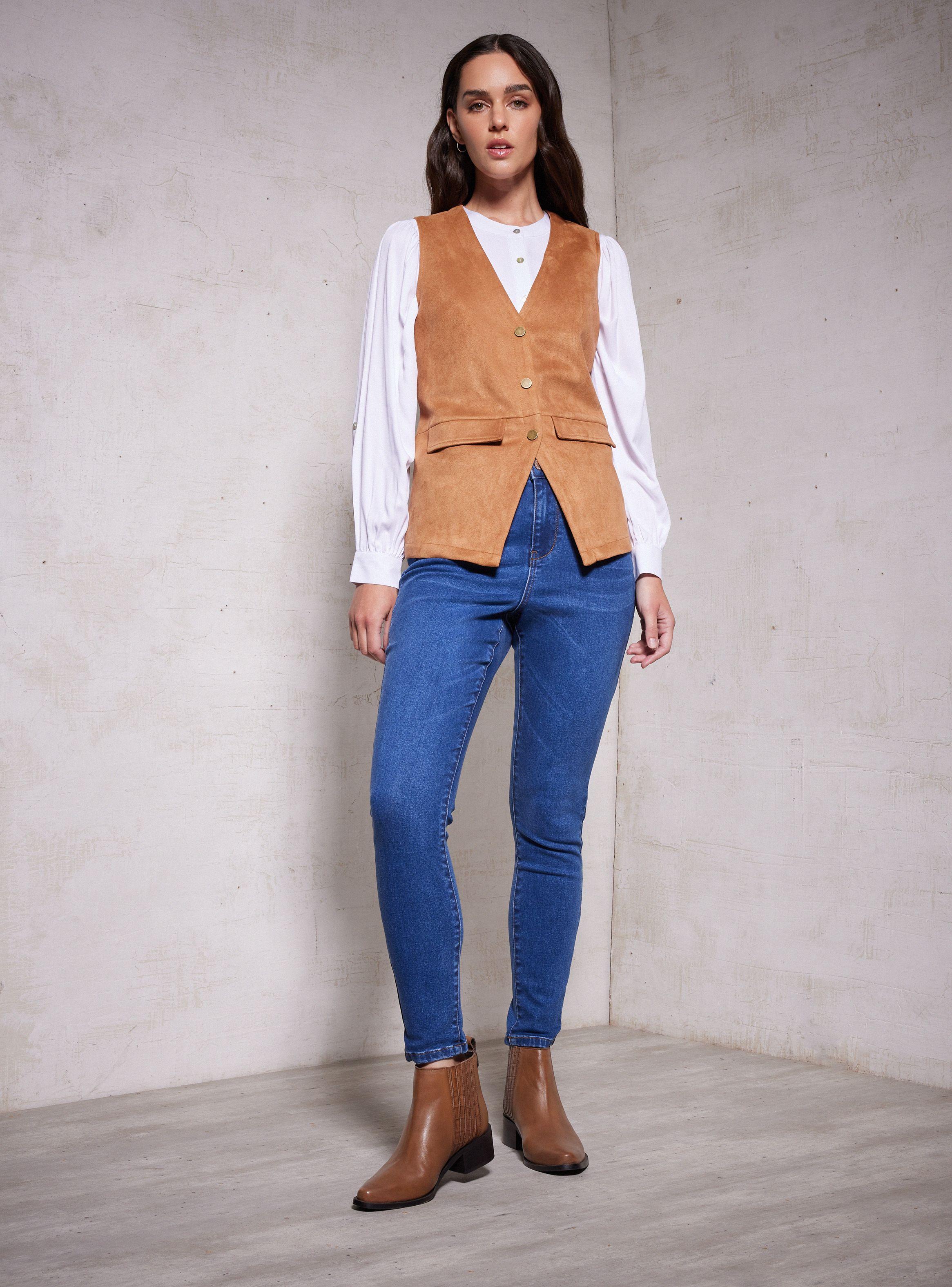 Chaqueta Vest Larga Agamuzada-4