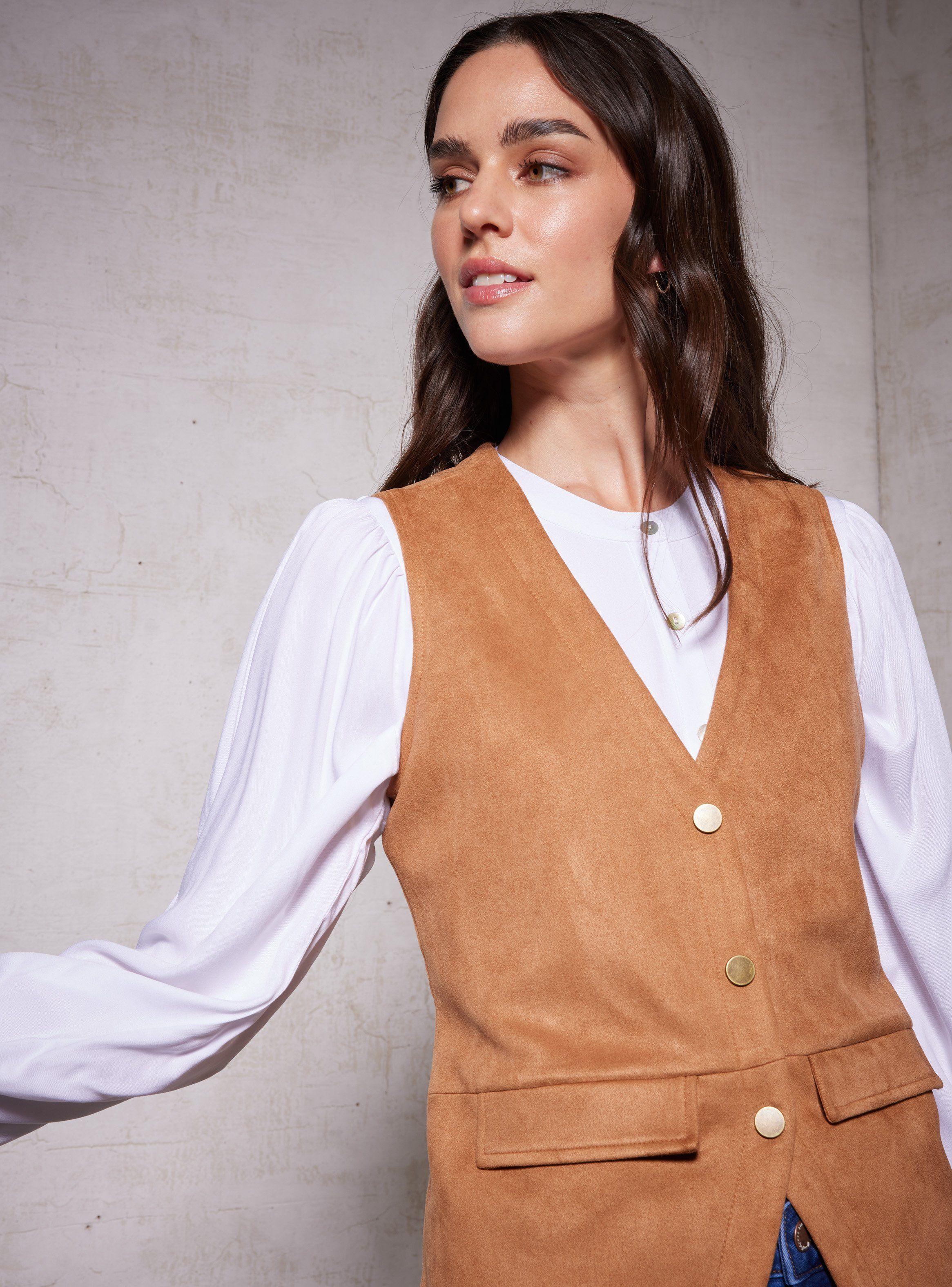 Chaqueta Vest Larga Agamuzada-2