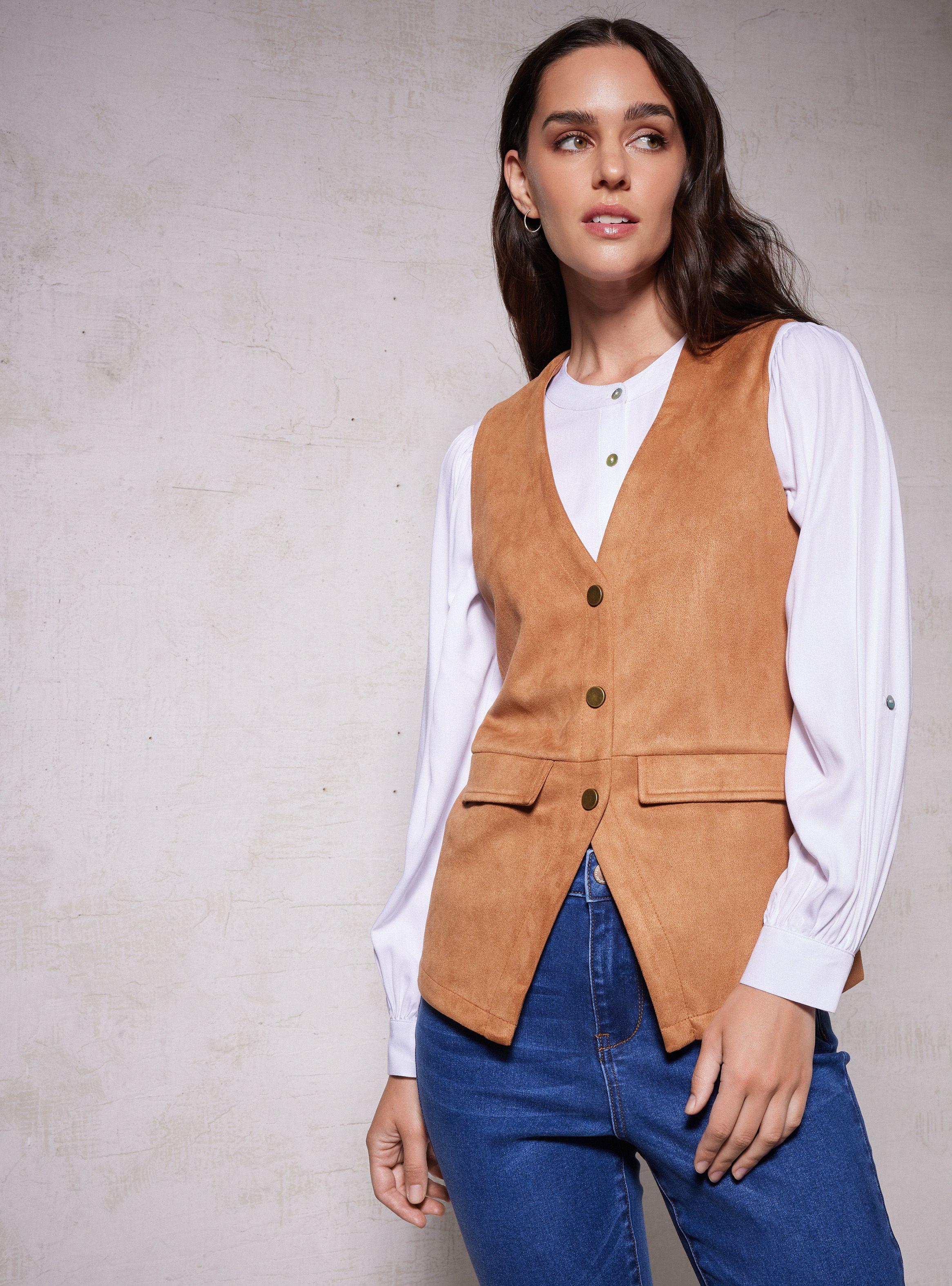 Chaqueta Vest Larga Agamuzada-0