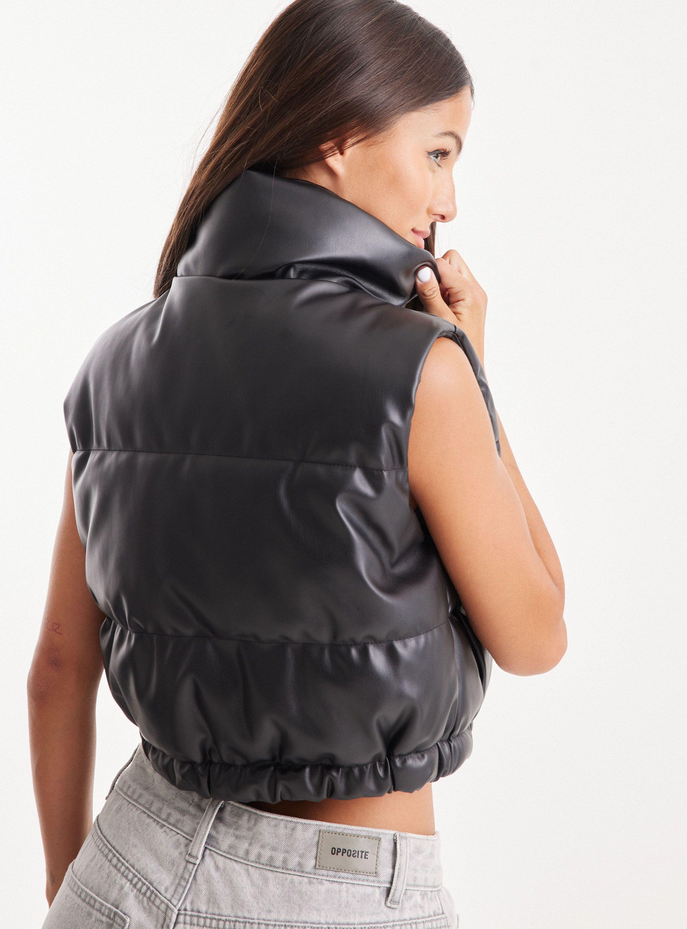 Parka Crop Metalizada Sin Mangas-3