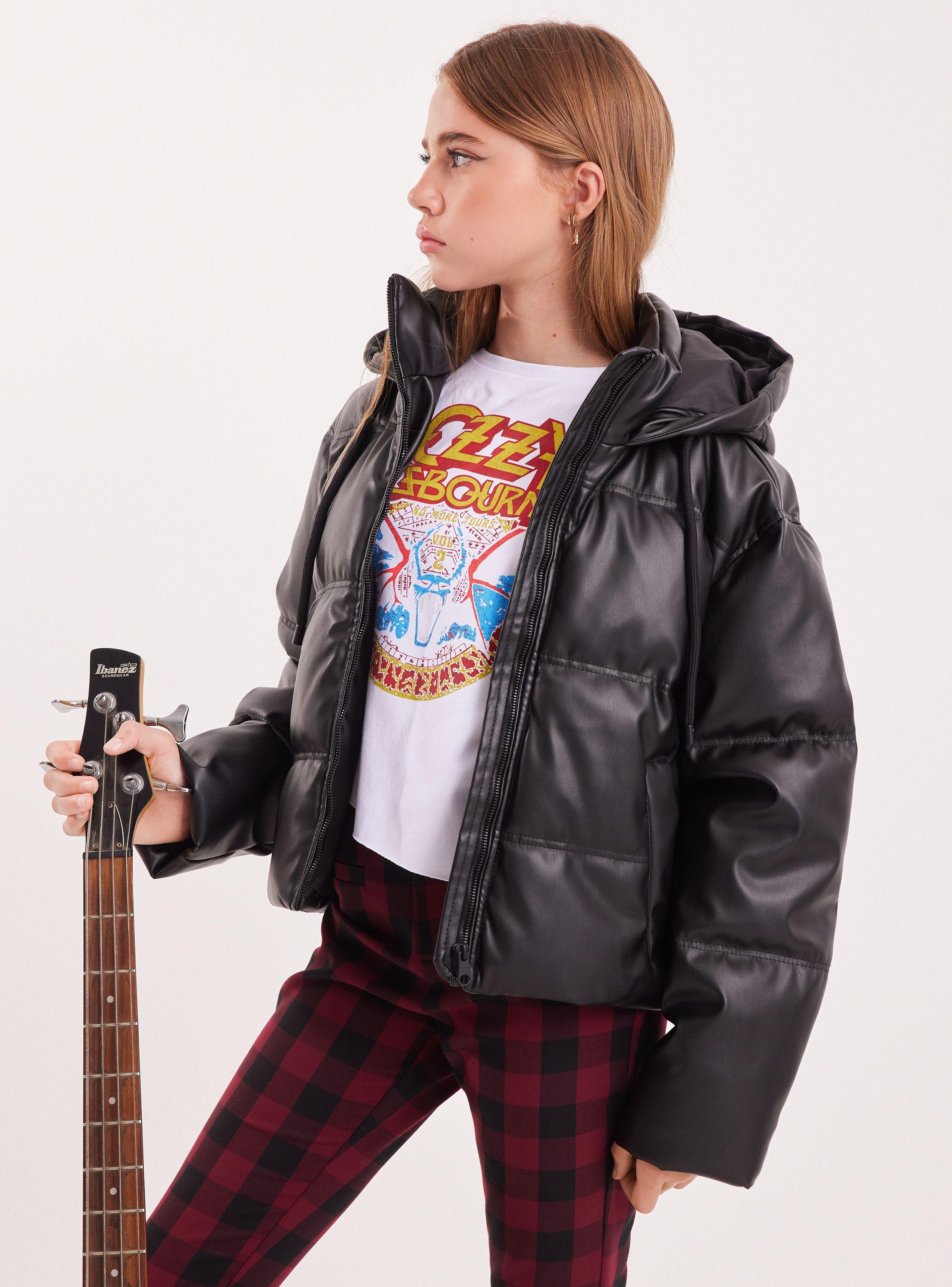 Parka Acolchado Efecto Piel-0
