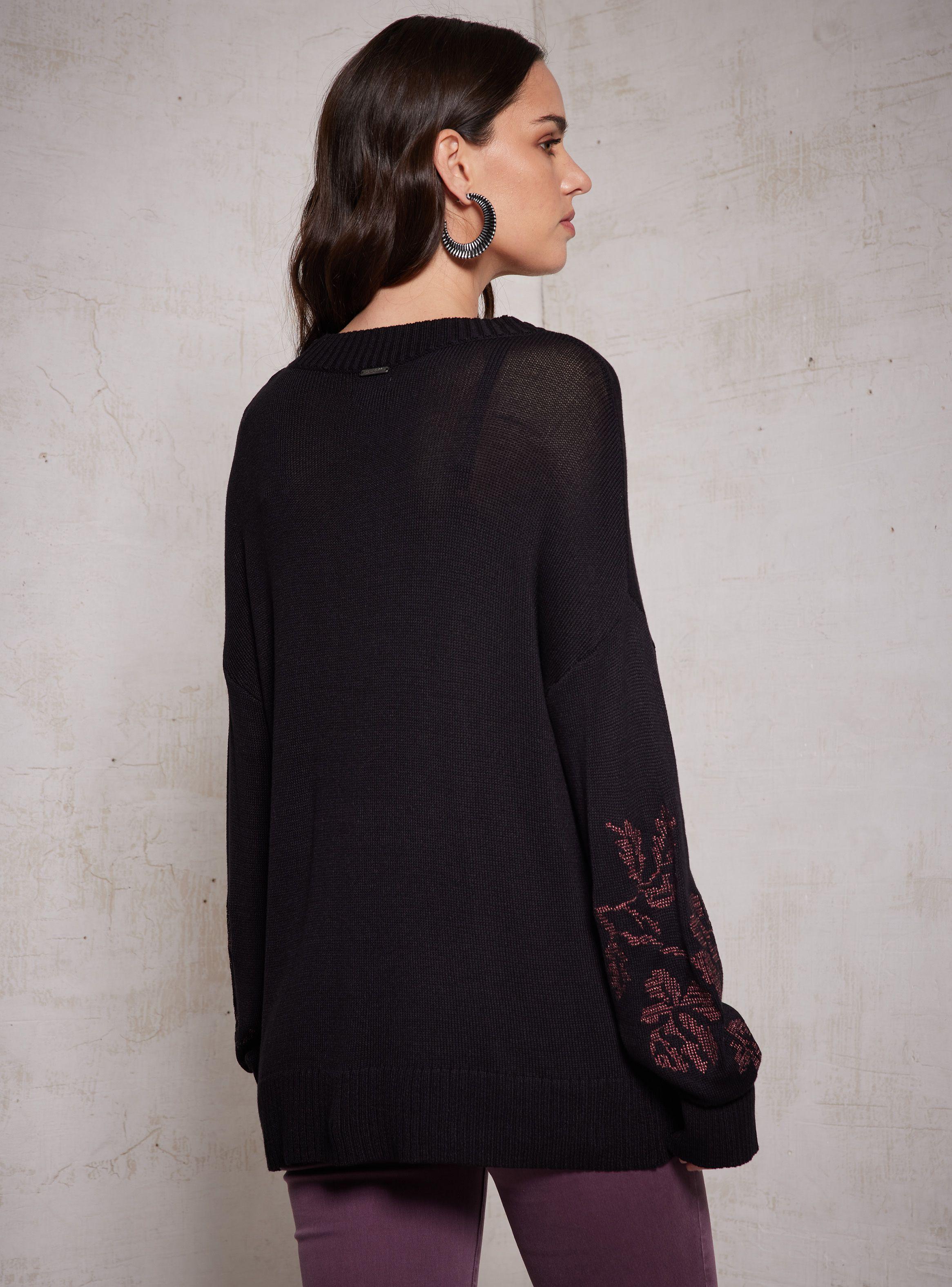 Sweater Bordado Metalizado Punto Cruz-1