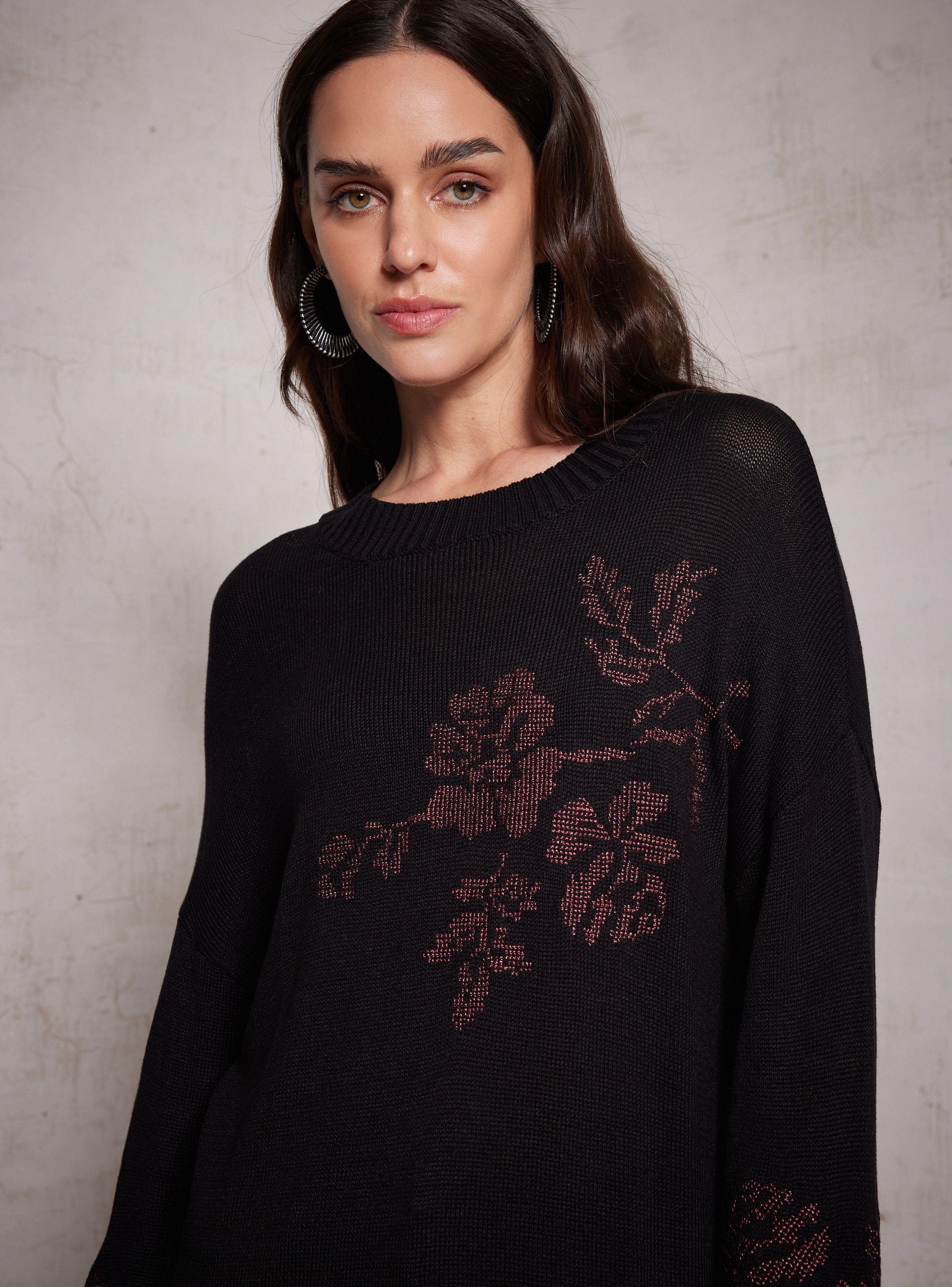 Sweater Bordado Metalizado Punto Cruz-2