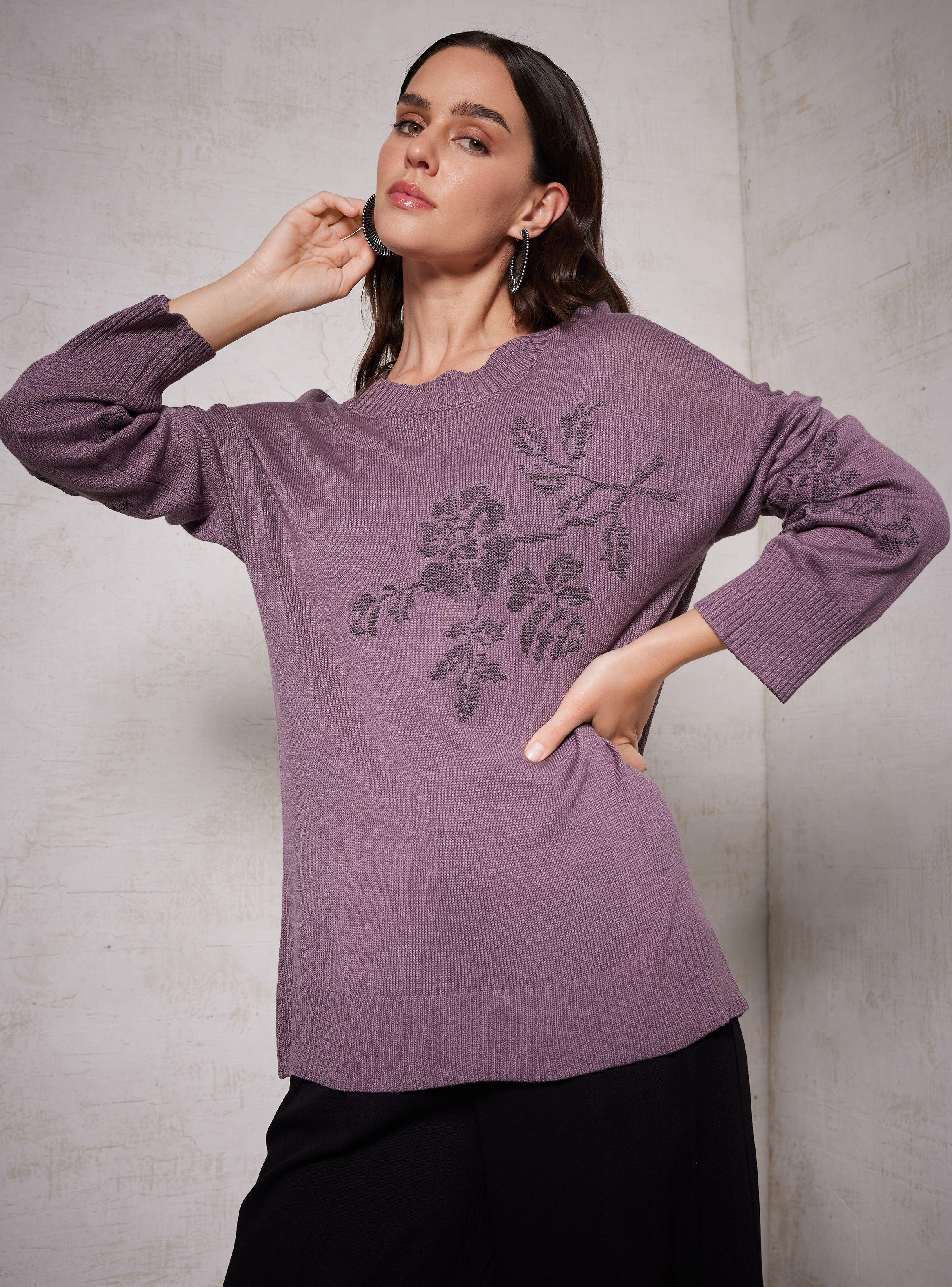 Sweater Bordado Metalizado Punto Cruz-0