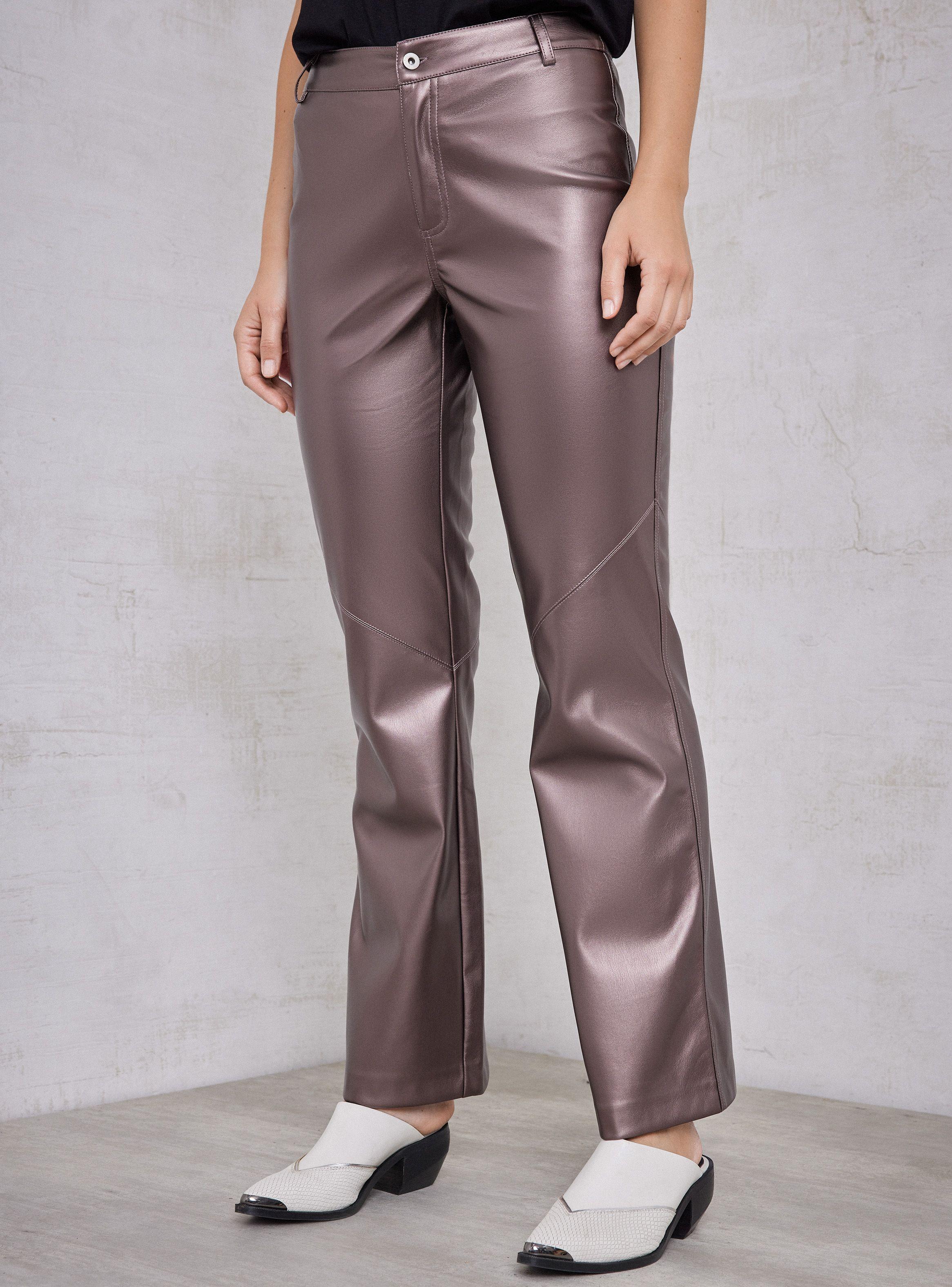 Pantalón Cuero Sintético Metalizado-0