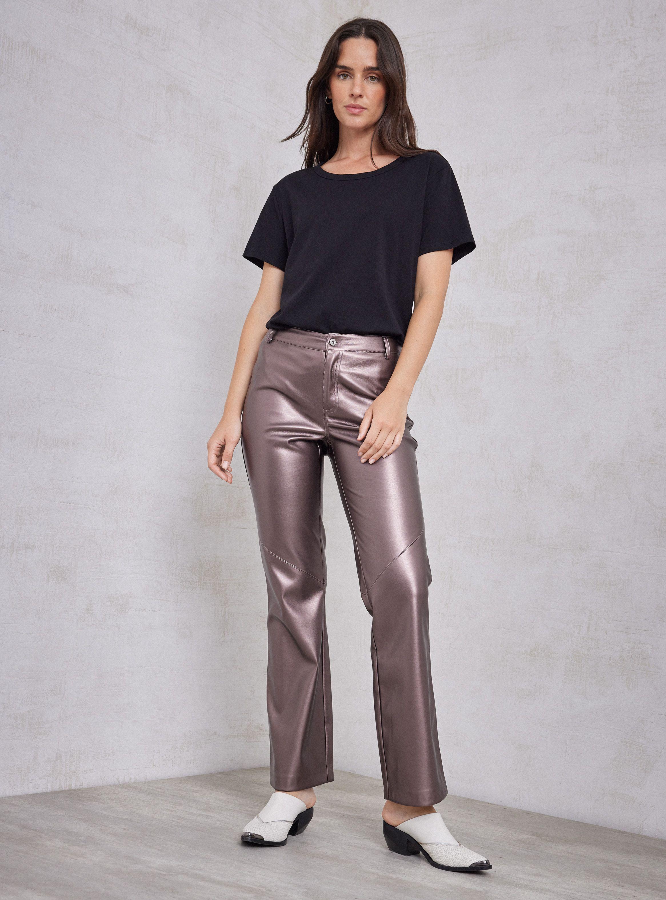 Pantalón Cuero Sintético Metalizado-4