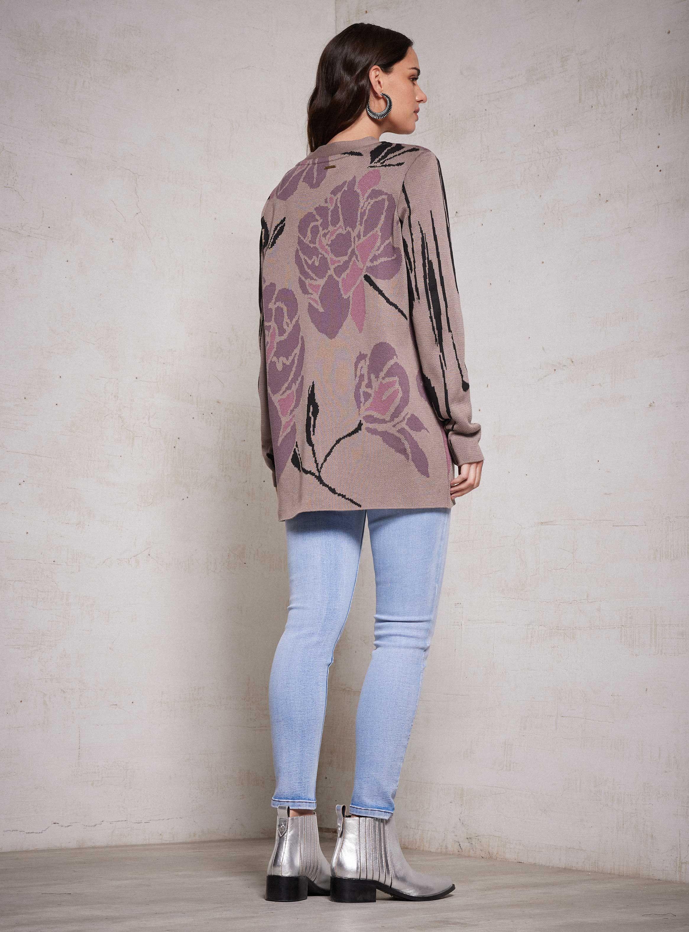 Chaleco Kimono Jacquard Flores-5