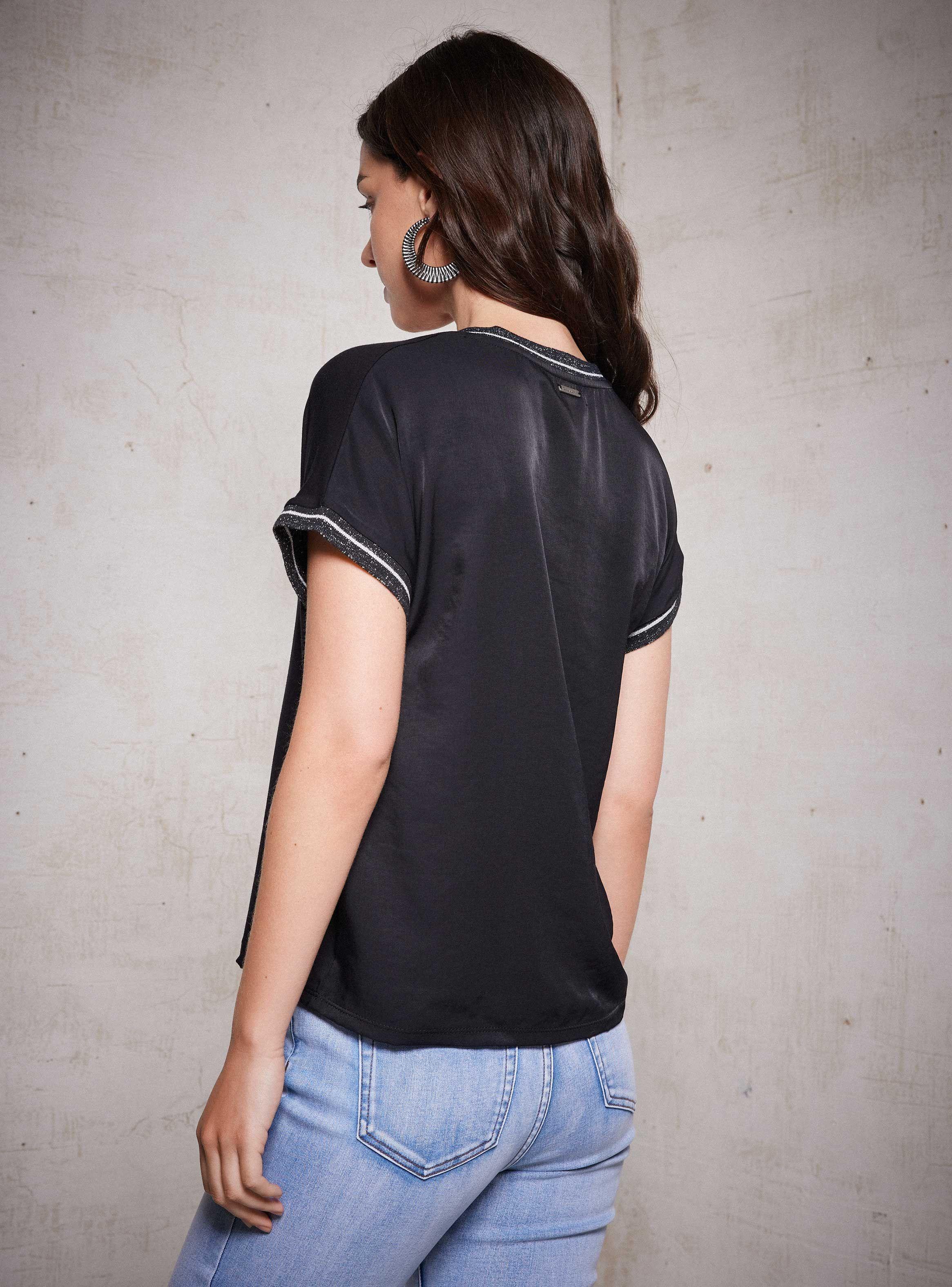 Polera Mix De Telas Con Lurex En Ecote-1