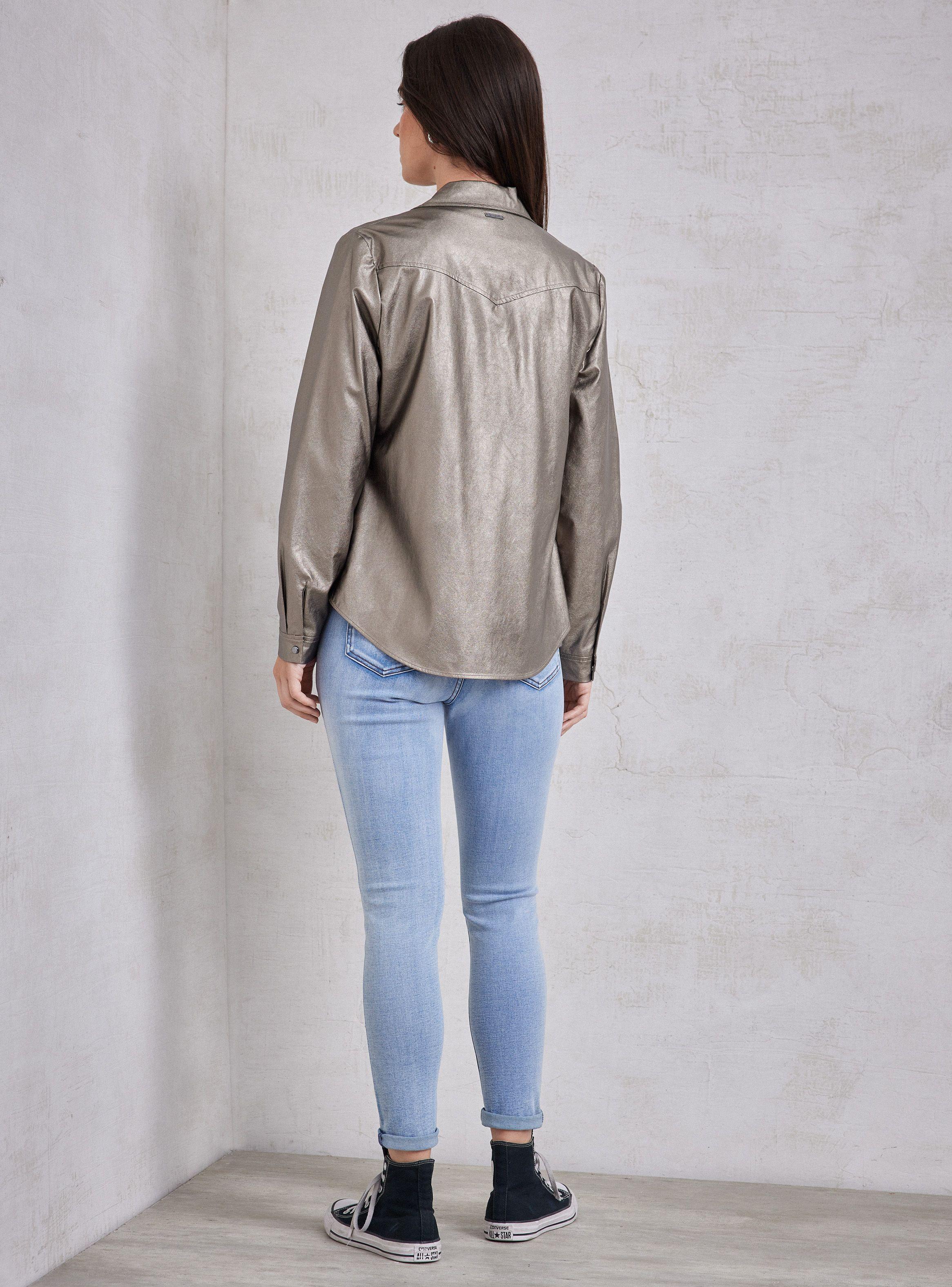 Blusa Sobrecamisa Cuero Sintético-5