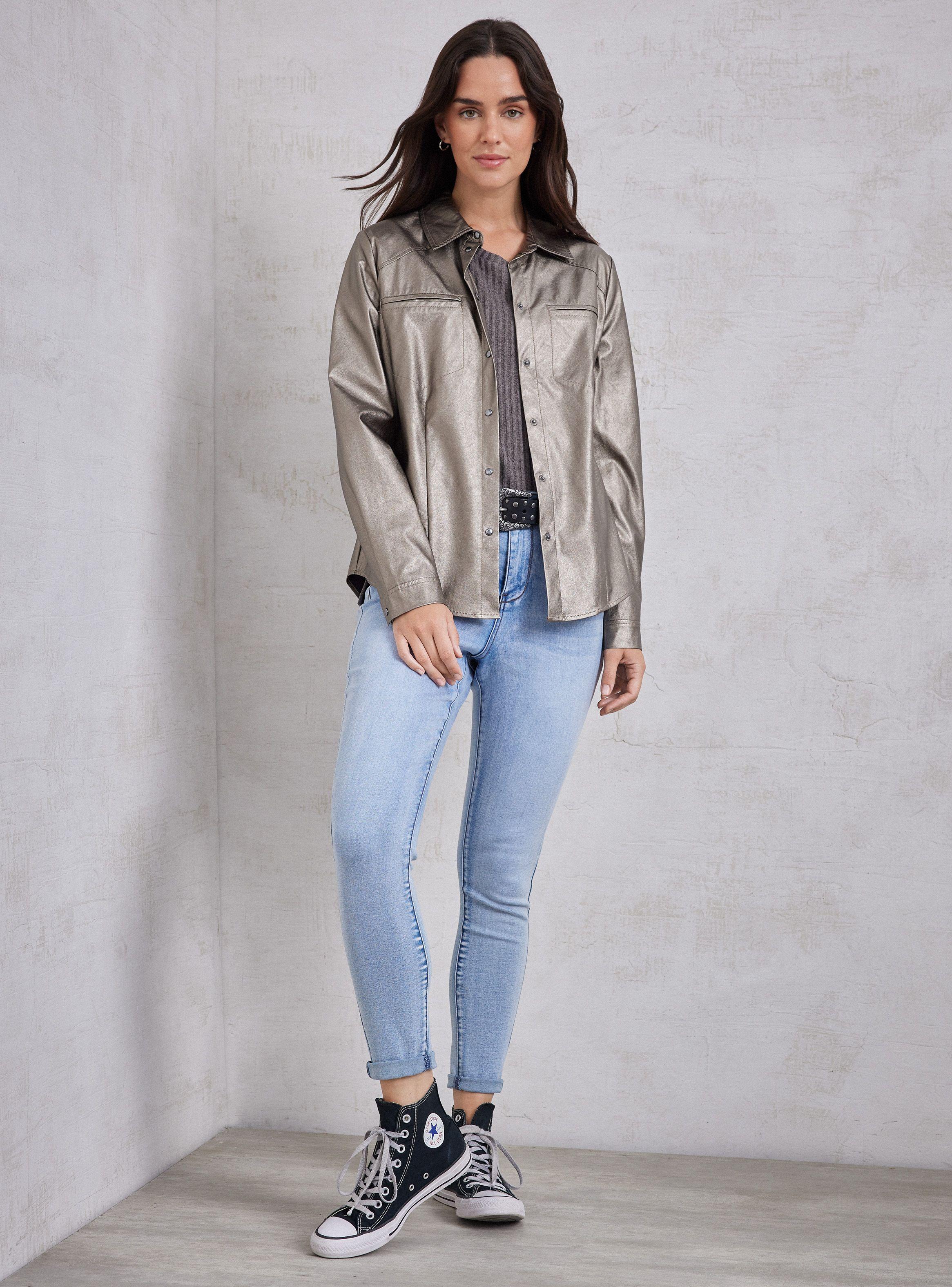 Blusa Sobrecamisa Cuero Sintético-4