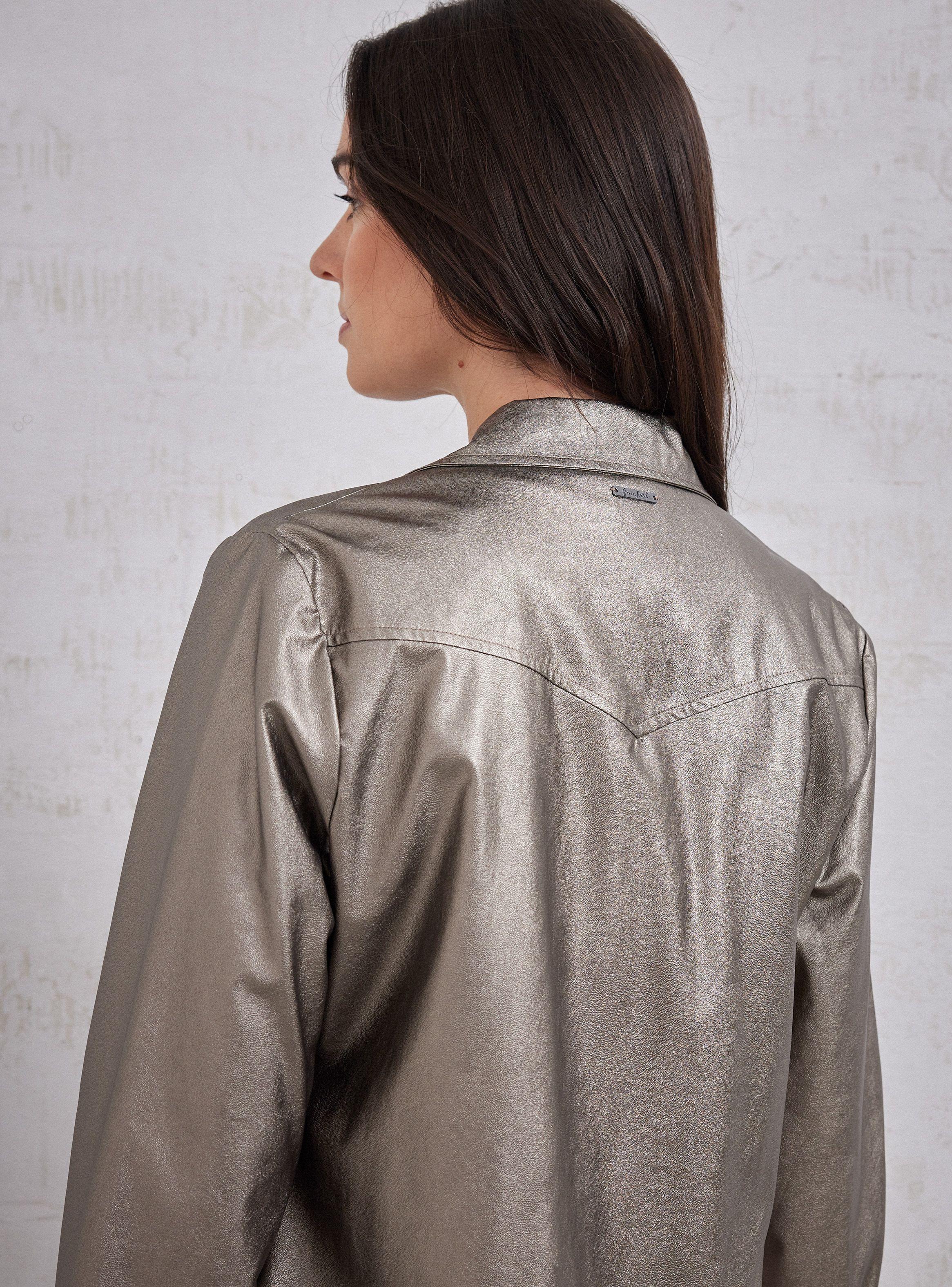 Blusa Sobrecamisa Cuero Sintético-3