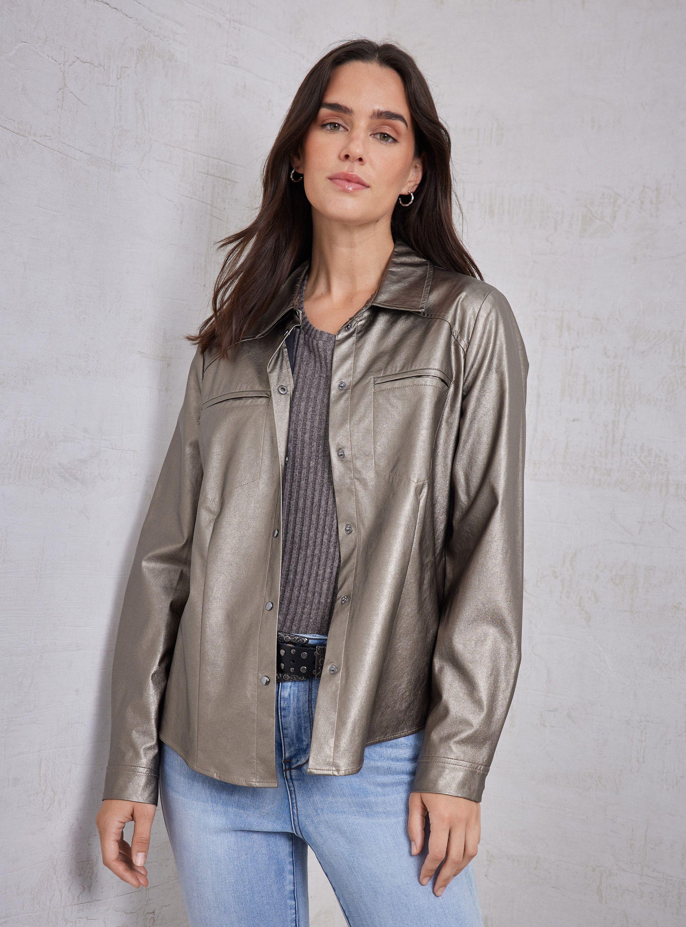 Blusa Sobrecamisa Cuero Sintético-0