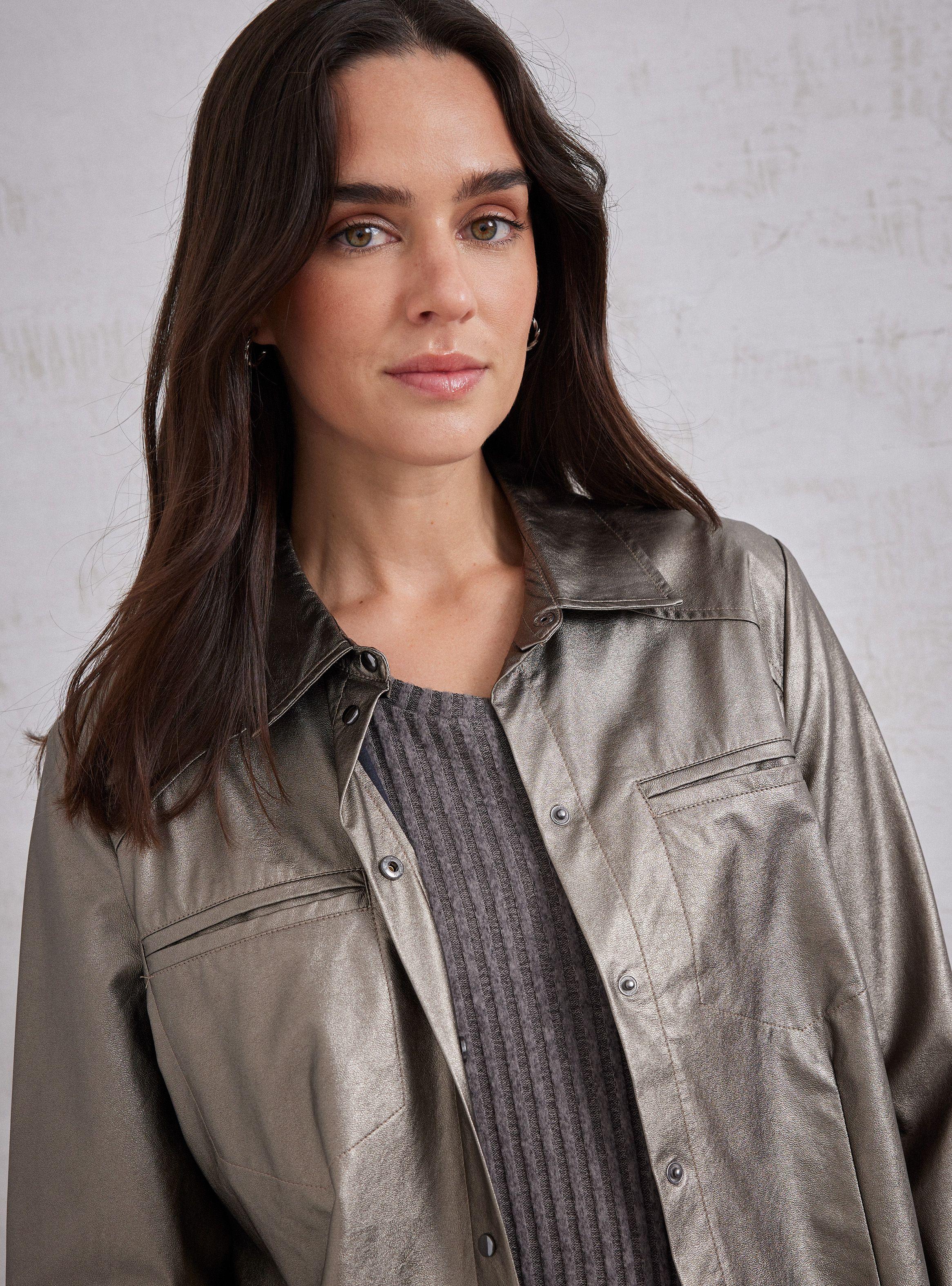 Blusa Sobrecamisa Cuero Sintético-2