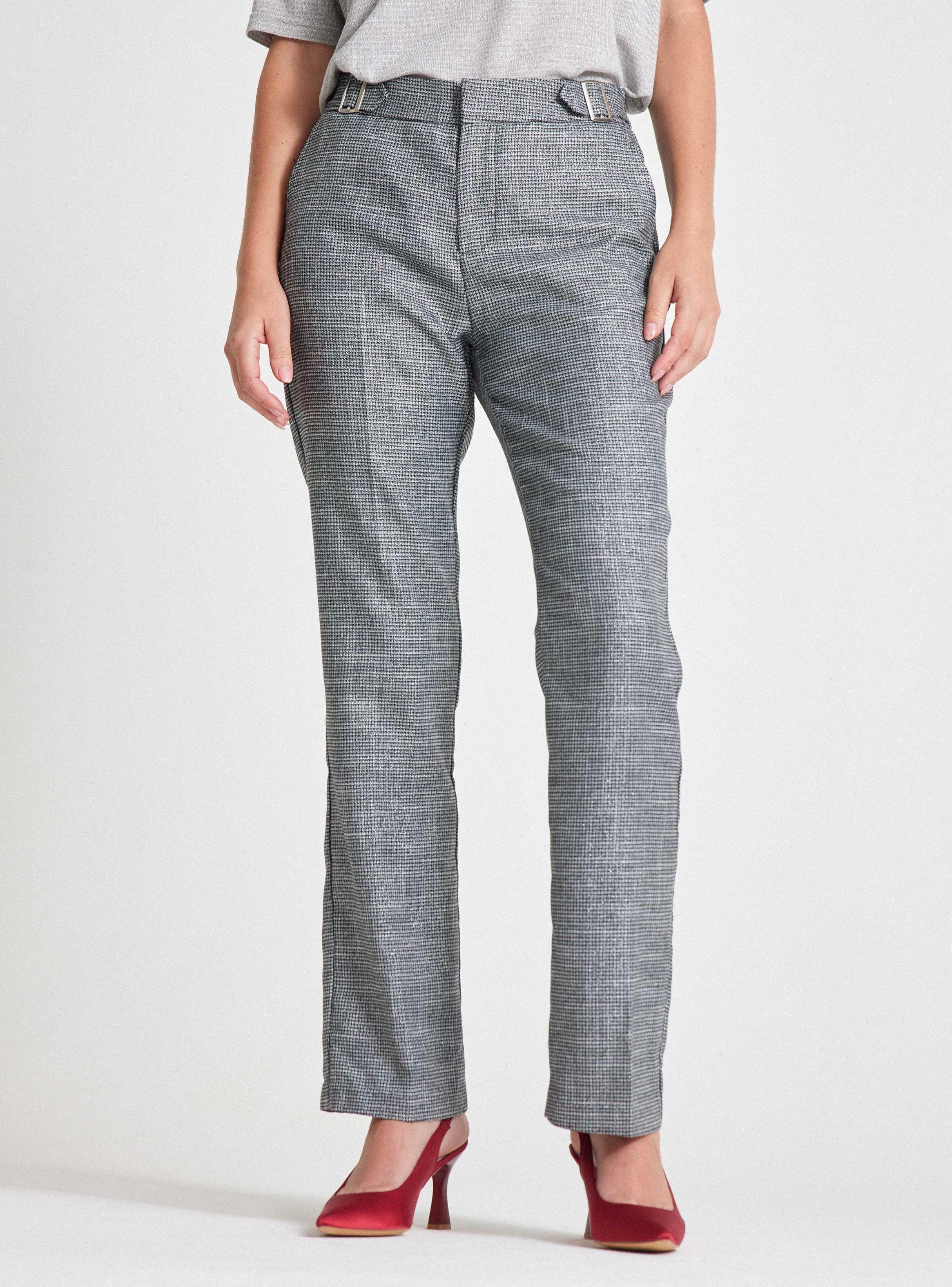 Pantalón De Vestir Con Hebillas Decorativas-0