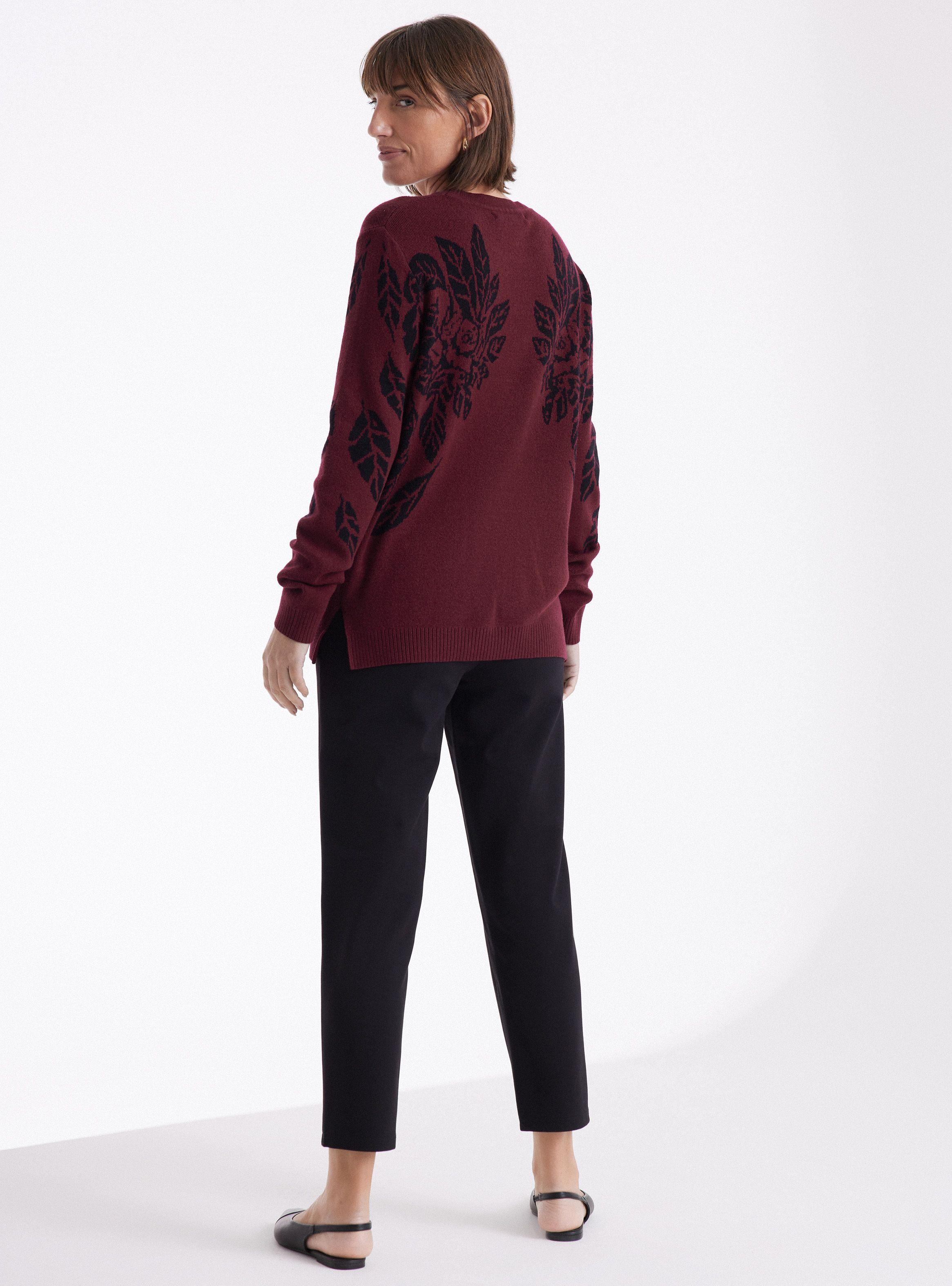 Sweater Jacquard Floral En Hombros-5