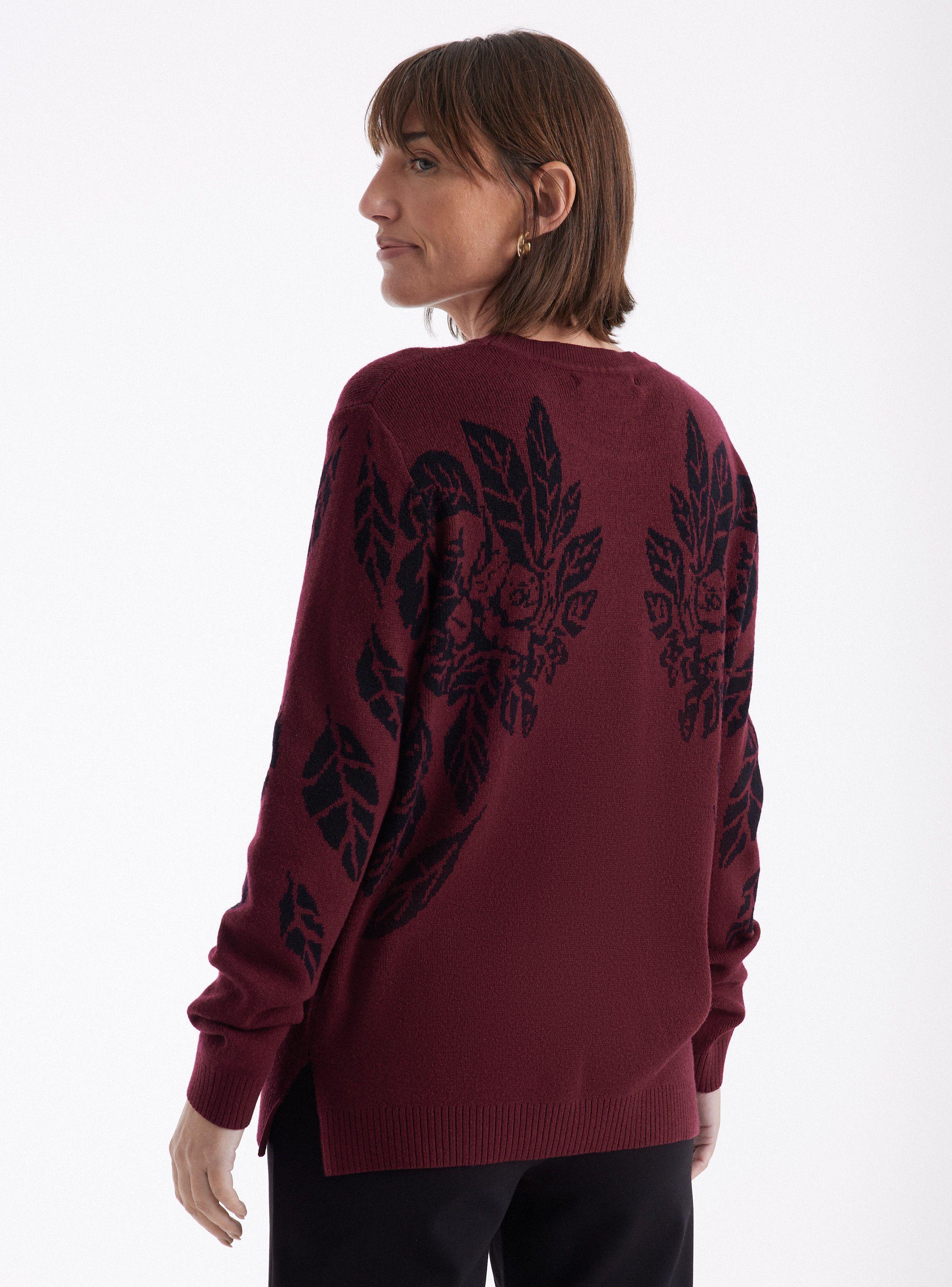 Sweater Jacquard Floral En Hombros-1
