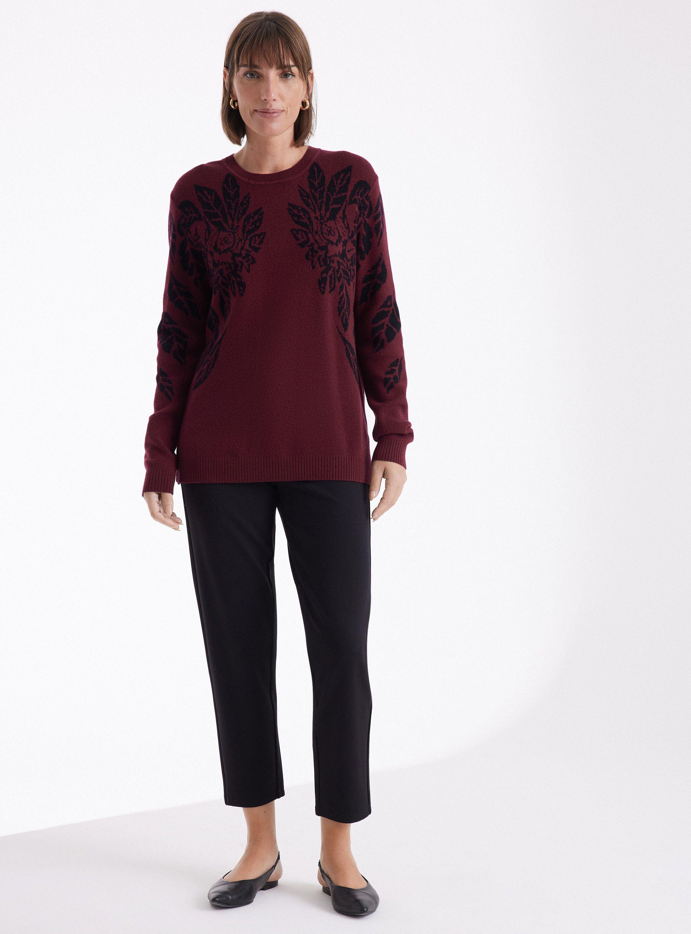 Sweater Jacquard Floral En Hombros-4