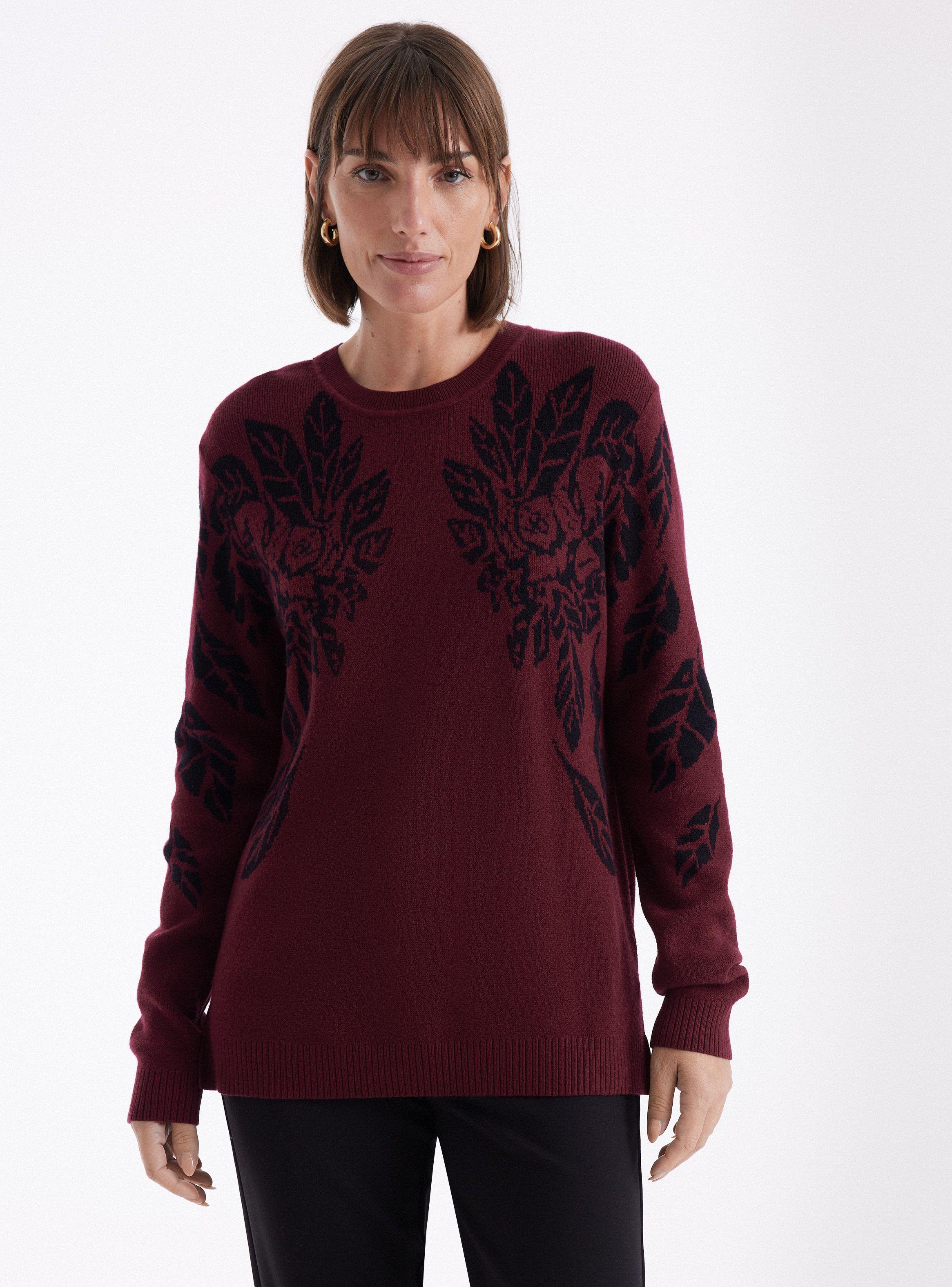Sweater Jacquard Floral En Hombros-0