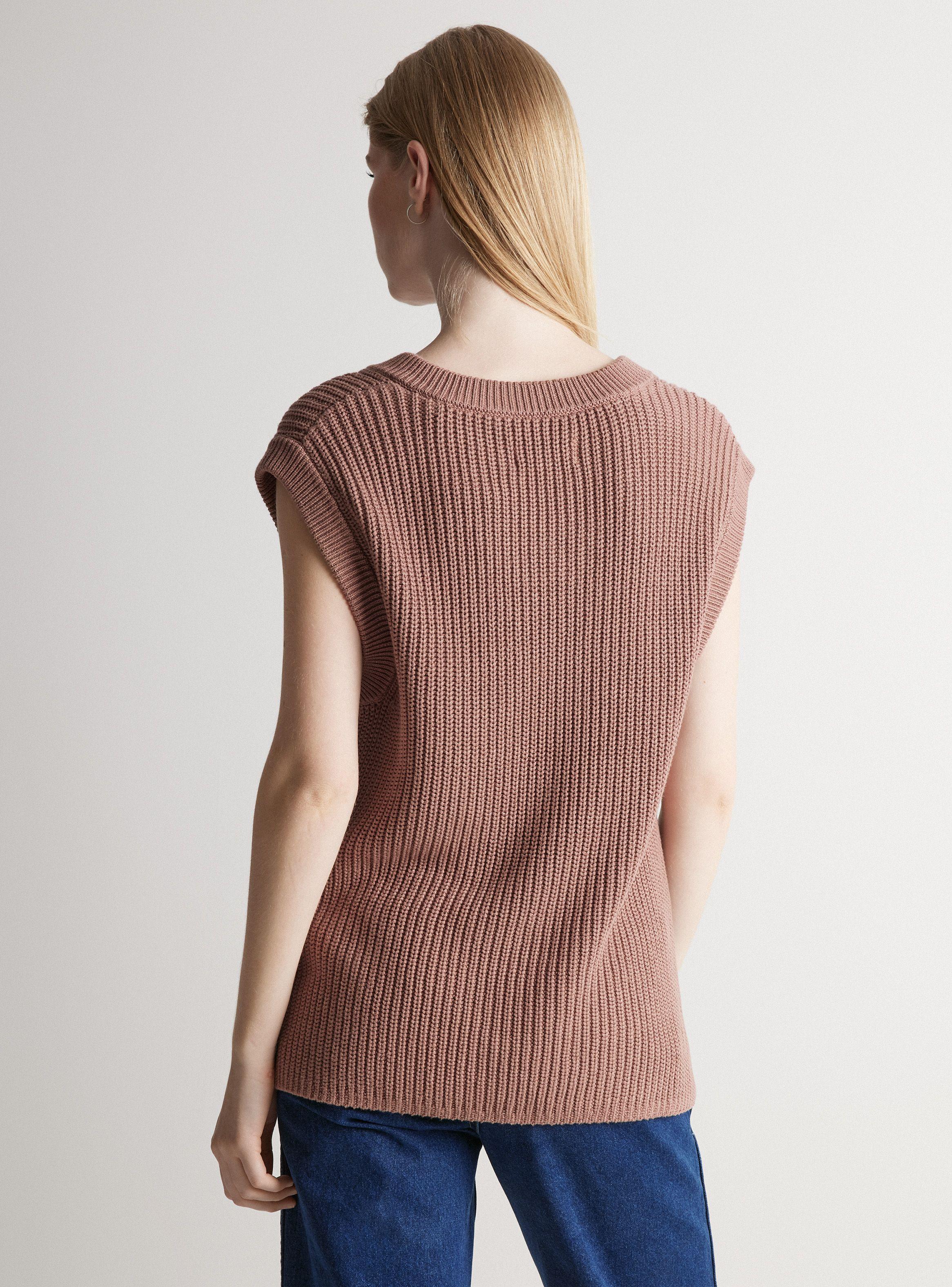 Sweater Sin Manga Cuello V Algodón-1