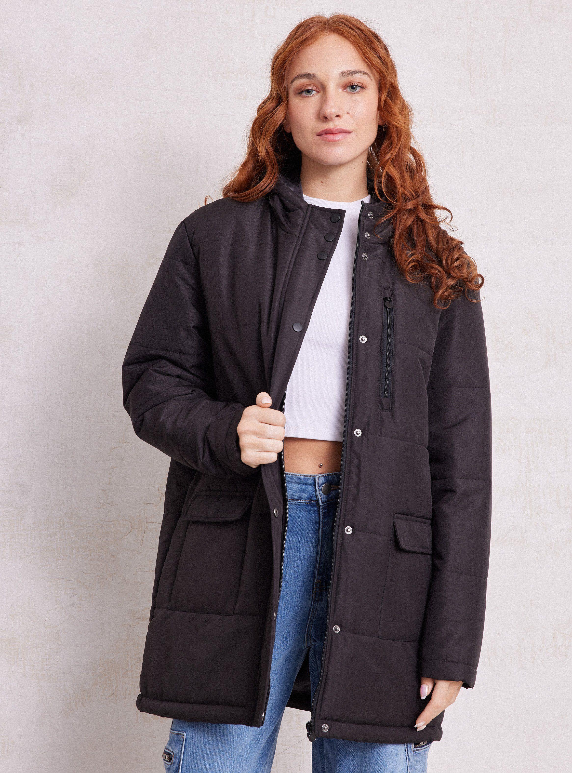 Parka Puffa con Full Cierre Escondido en Snap Botones-0