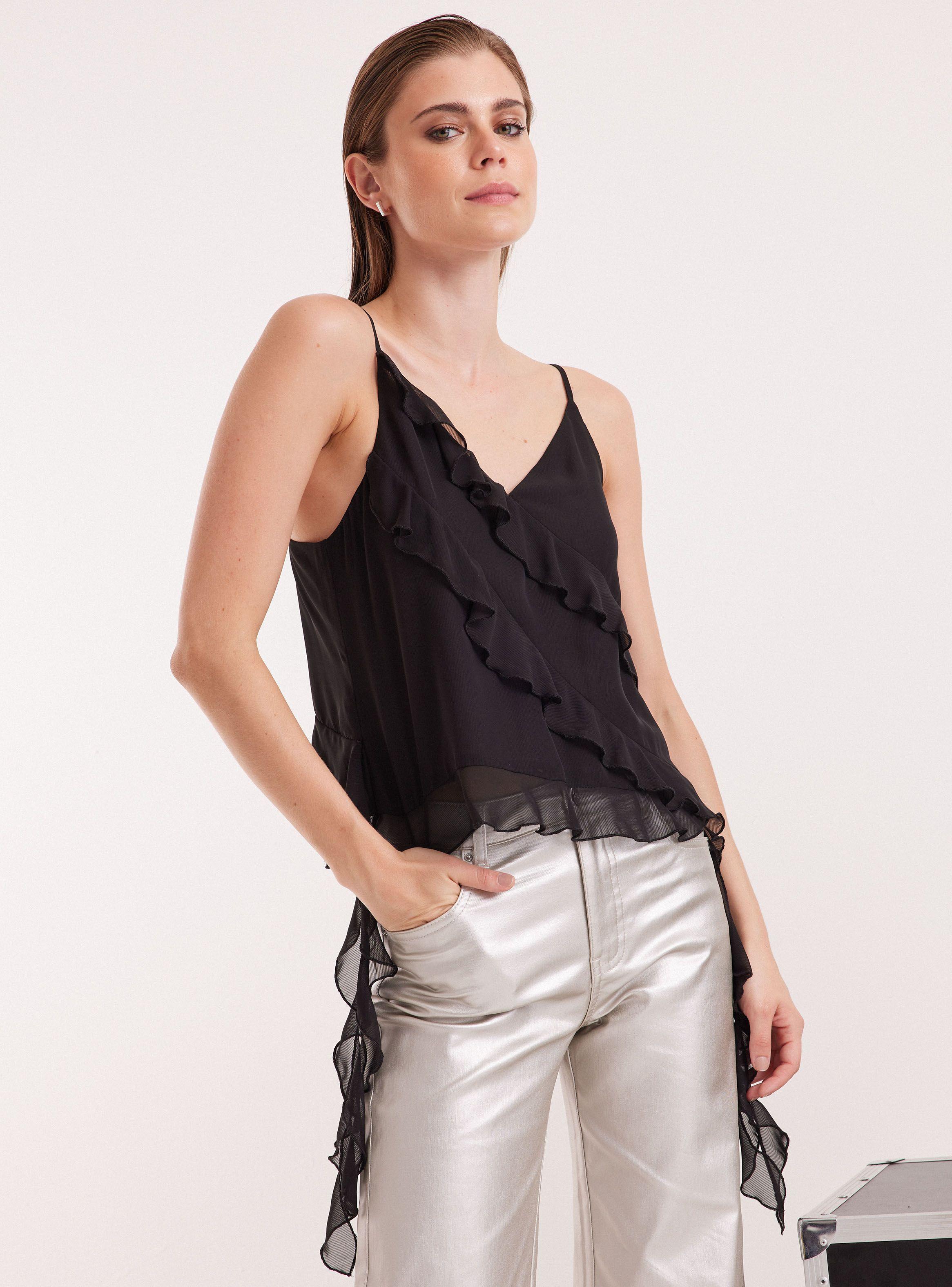 Blusa Tirantes Con Vuelos Asimétricos-0