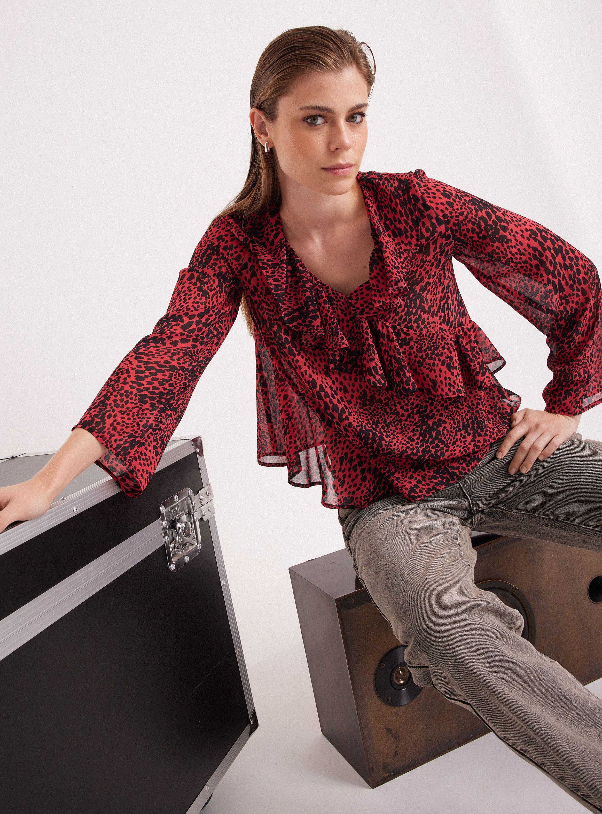 Blusa Manga Larga con Vuelos Print Color-0