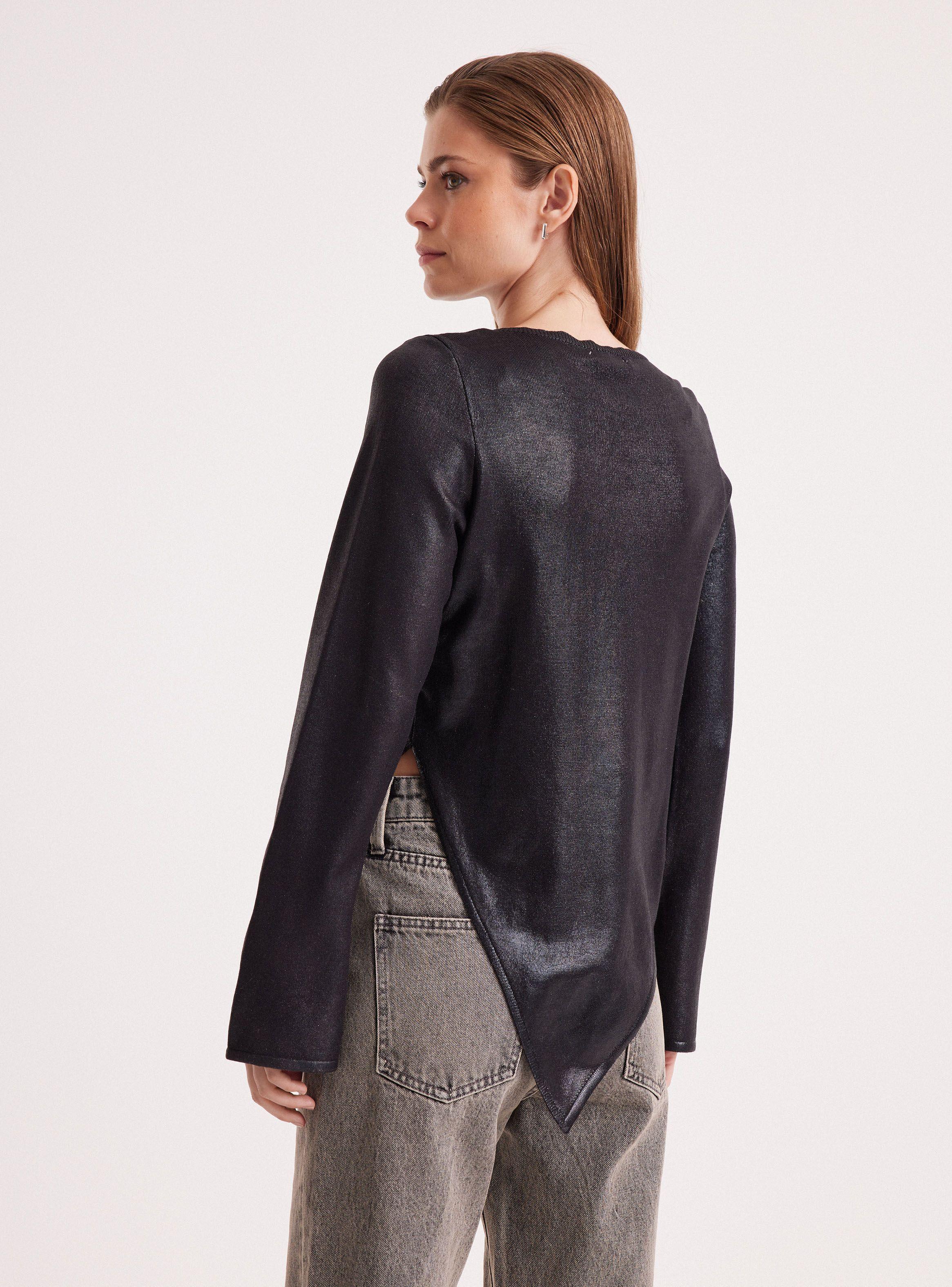 Sweater Asimétrico con Acabado Metalizado-1