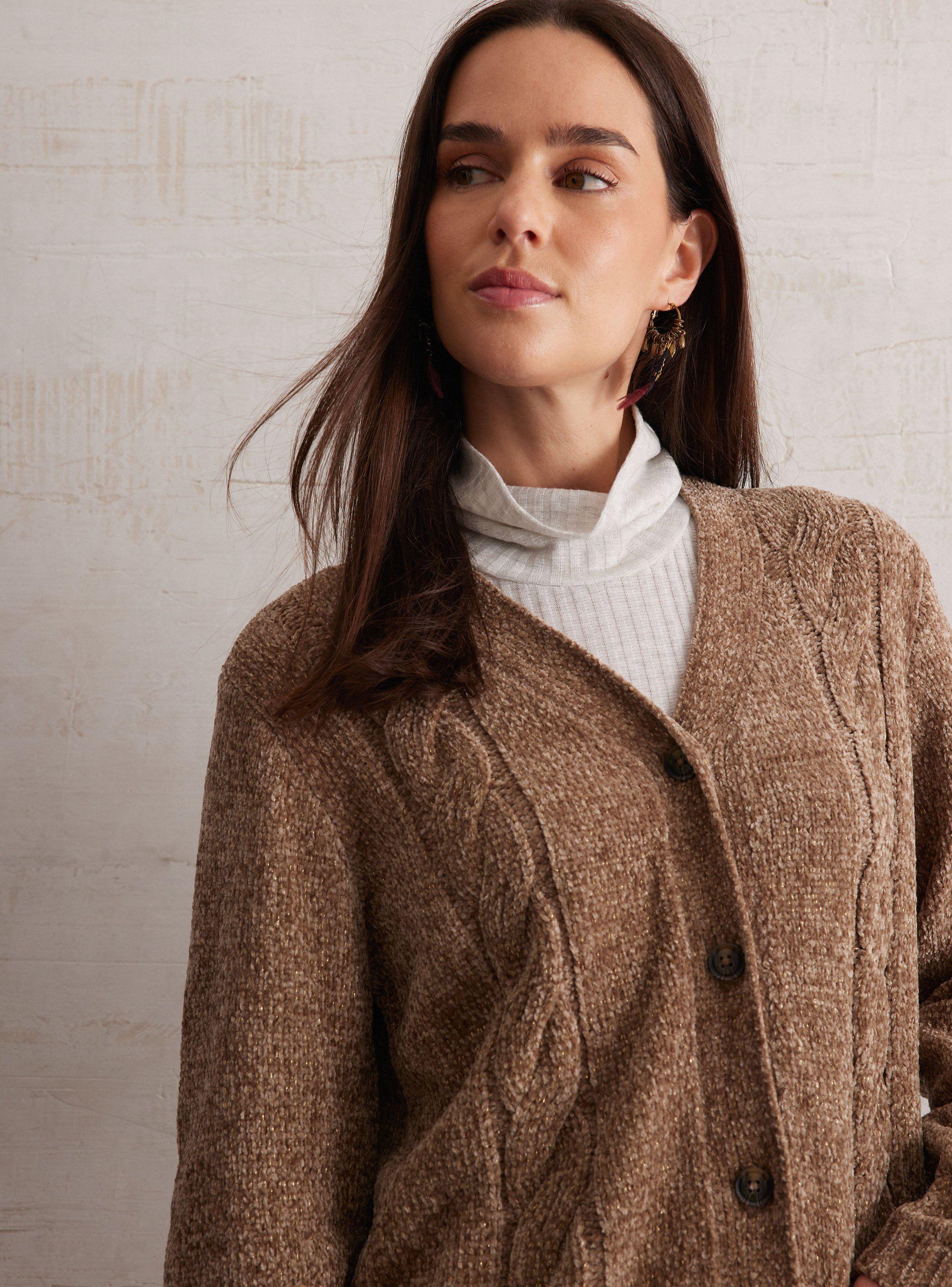 Chaleco Chenille Metalizado Con Trenza-2