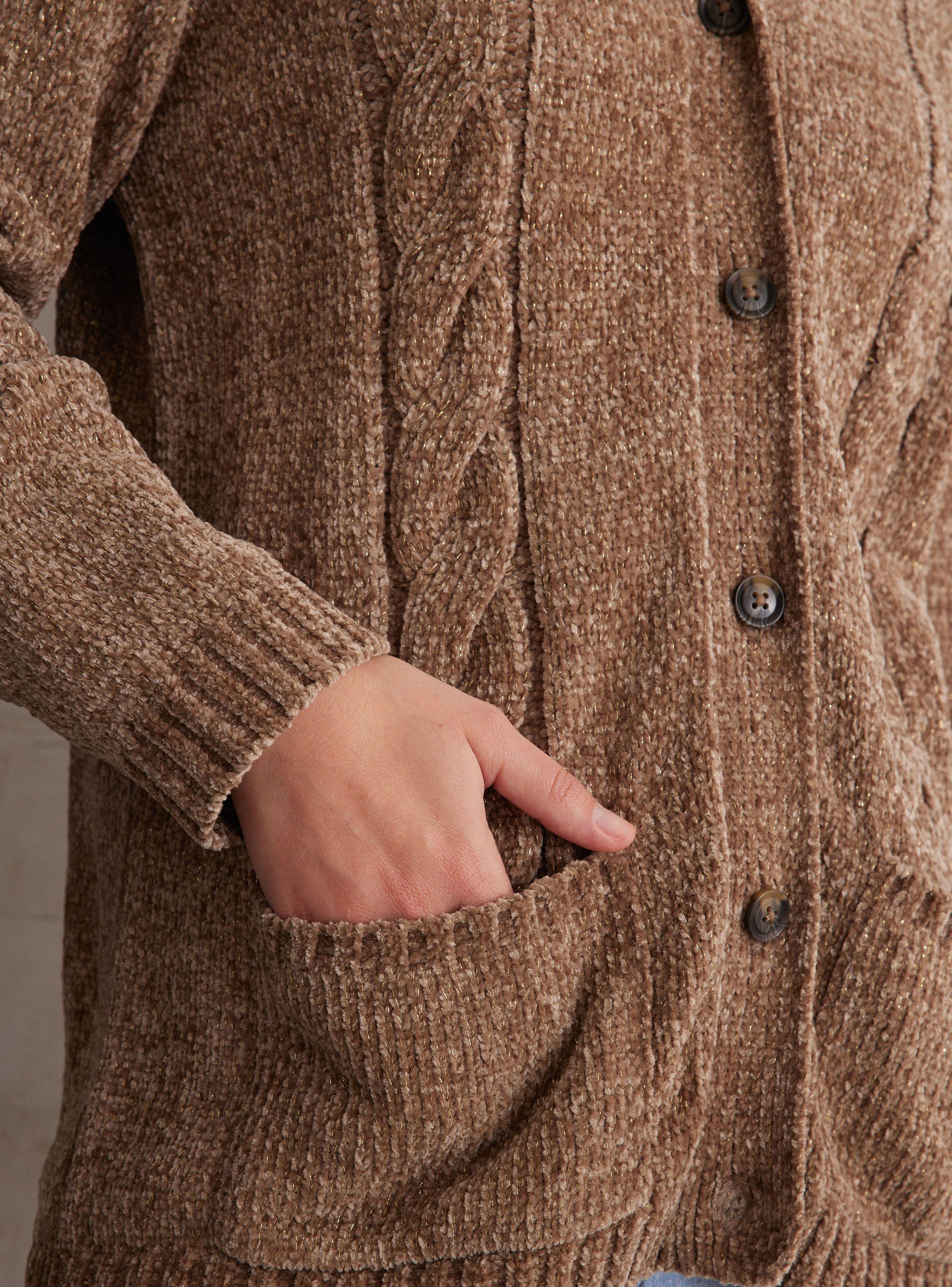 Chaleco Chenille Metalizado Con Trenza-3