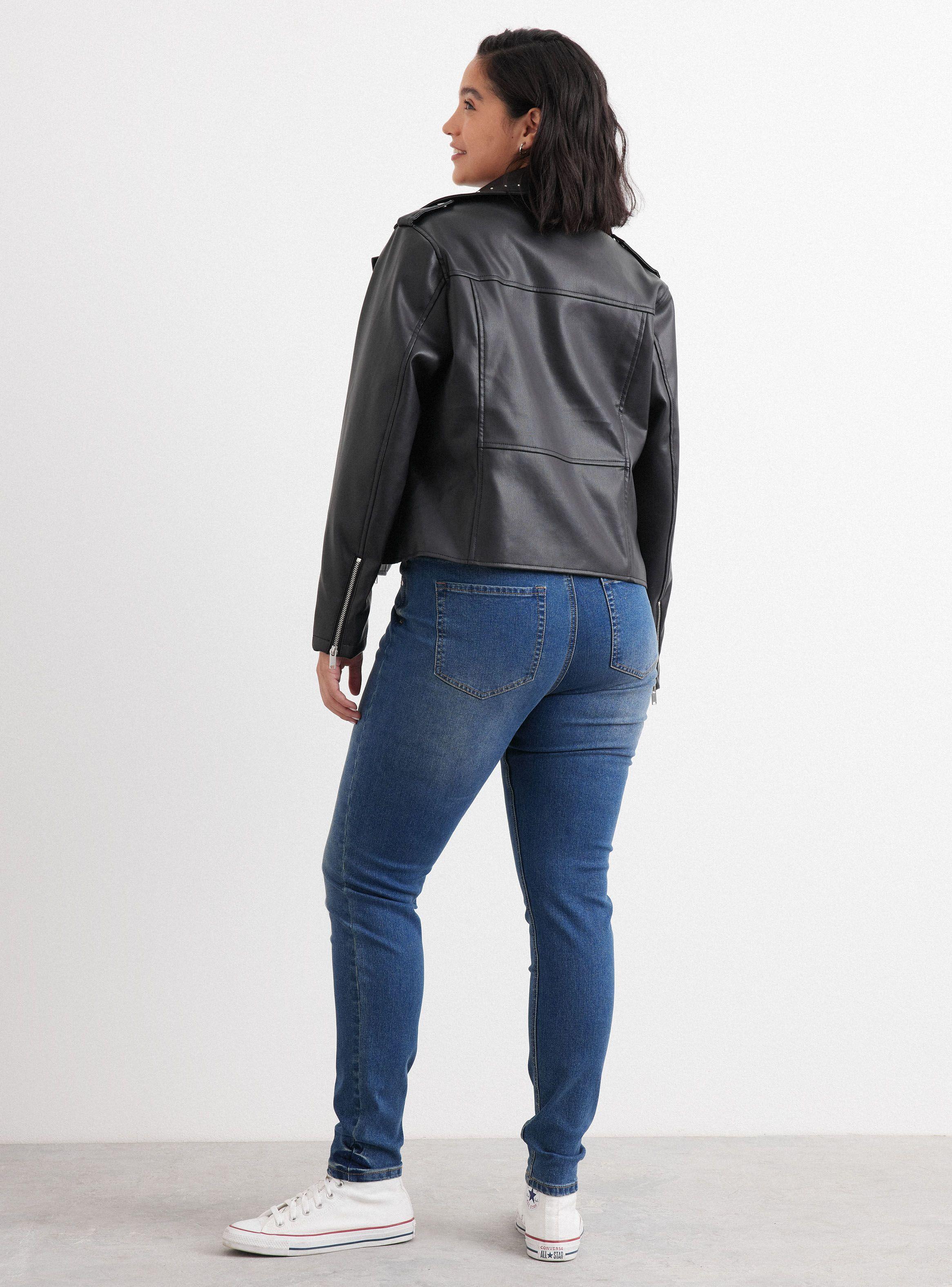 Chaqueta Biker Tachas Efecto Cuero-5