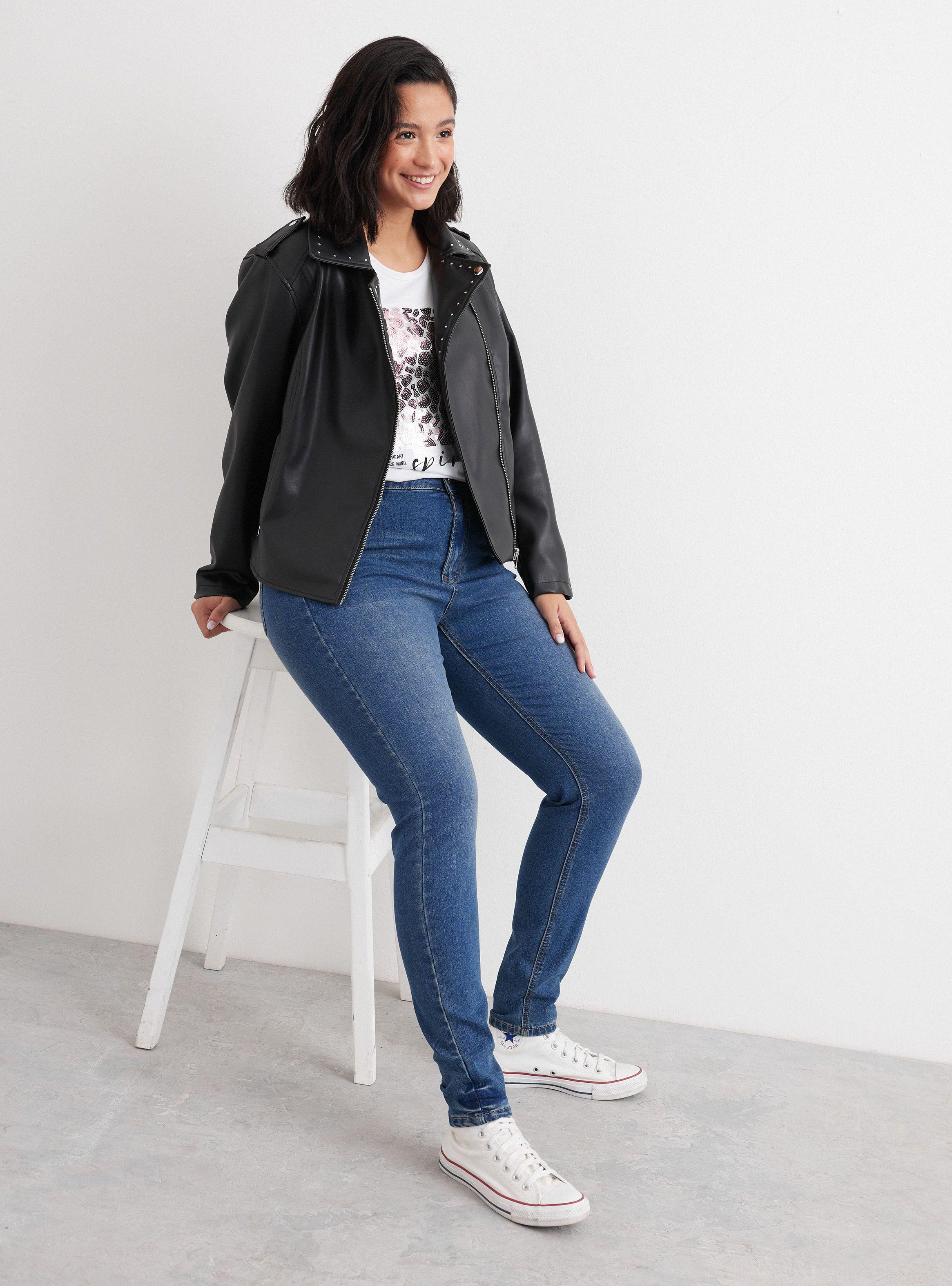 Chaqueta Biker Tachas Efecto Cuero-4