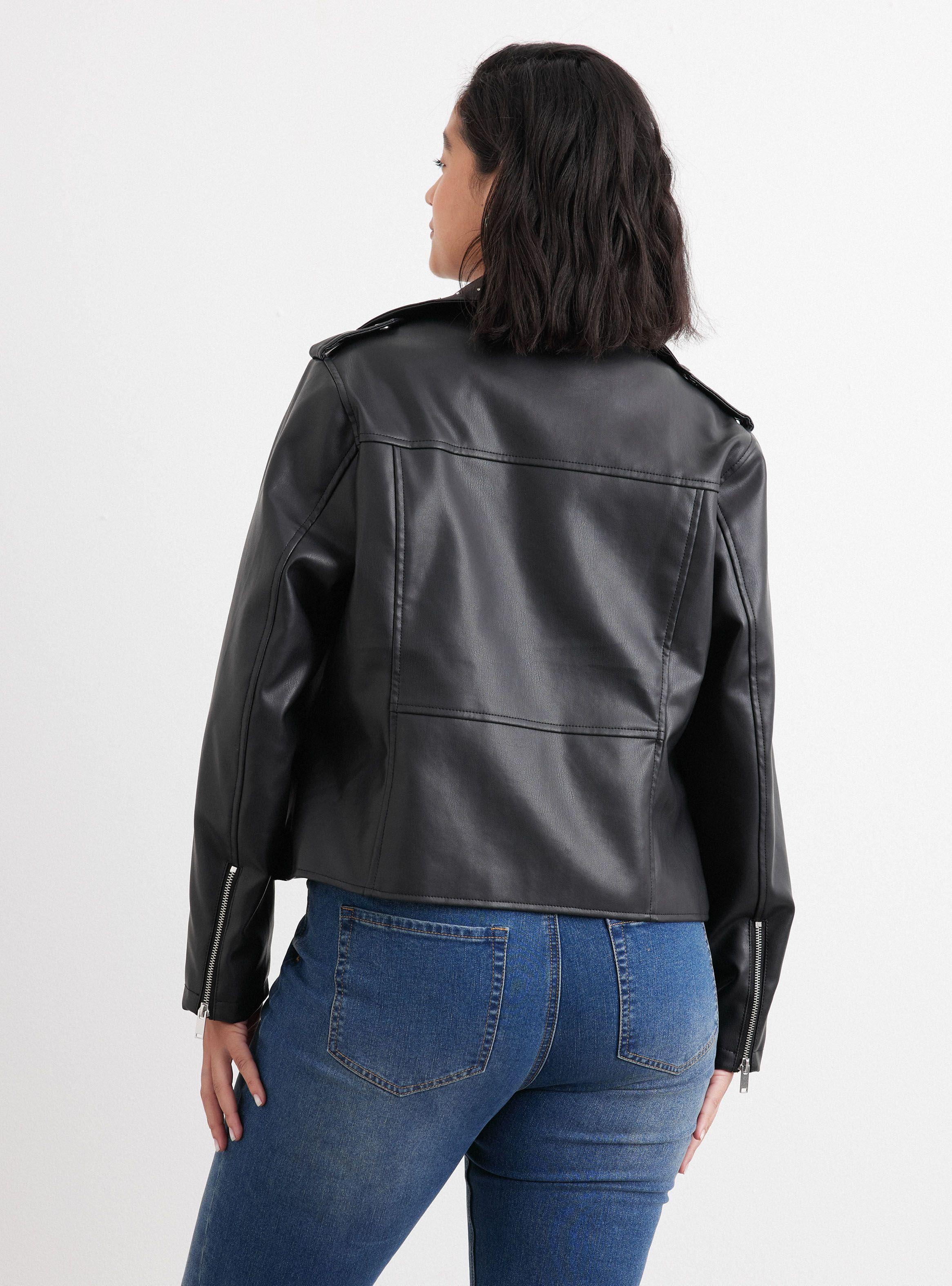 Chaqueta Biker Tachas Efecto Cuero-1