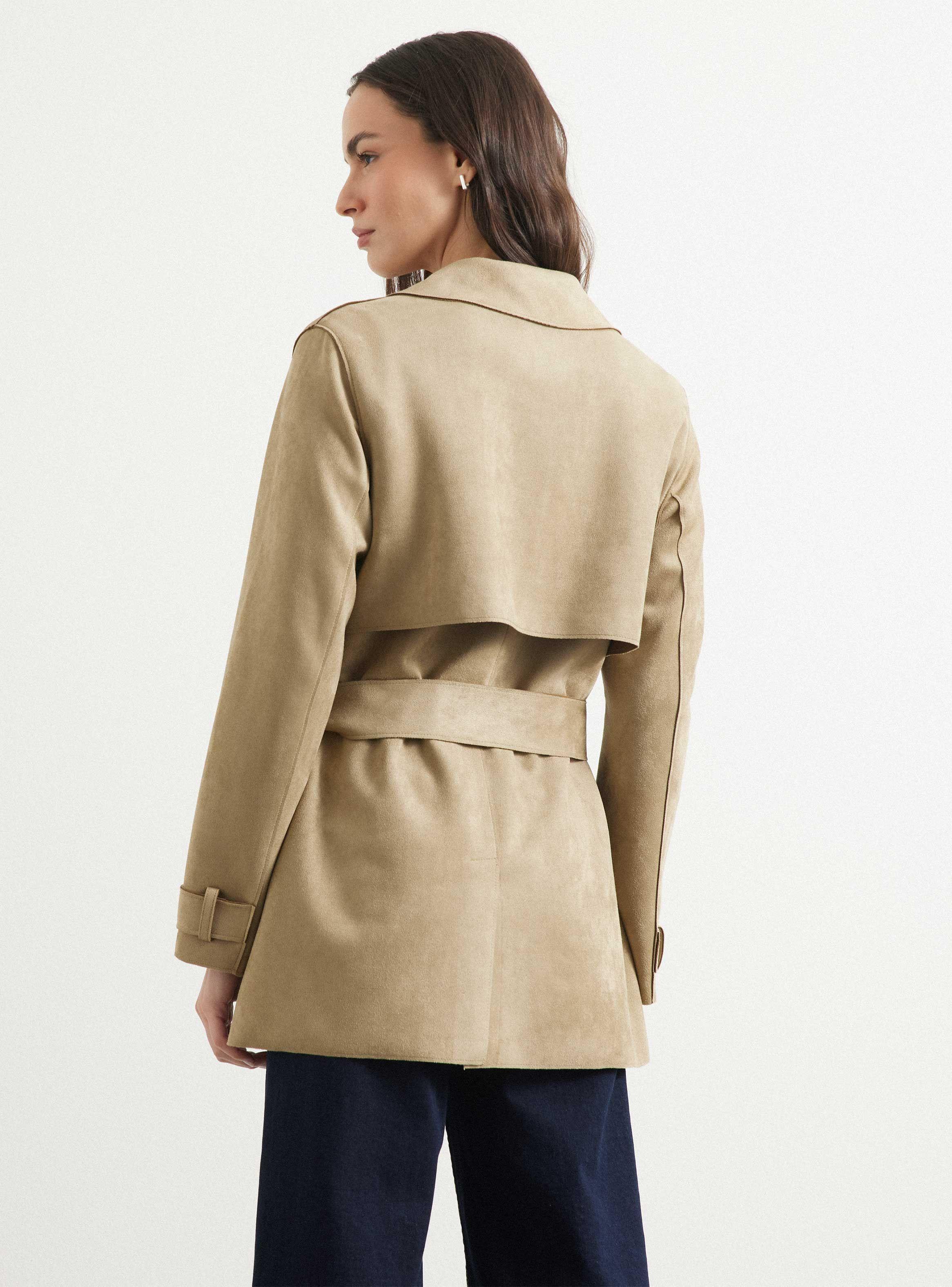 Abrigo Trench Efecto Gamuza-1