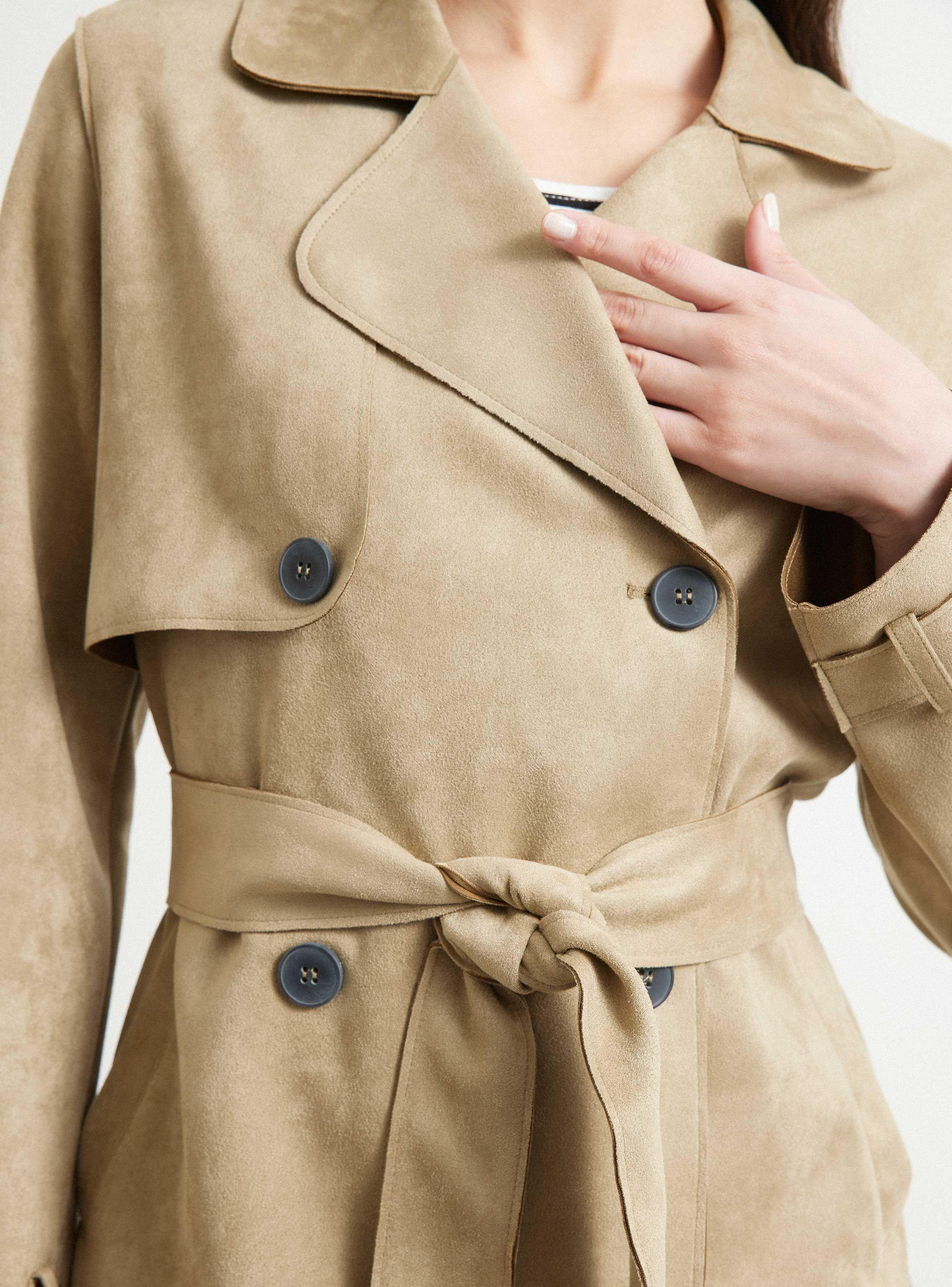 Abrigo Trench Efecto Gamuza-3