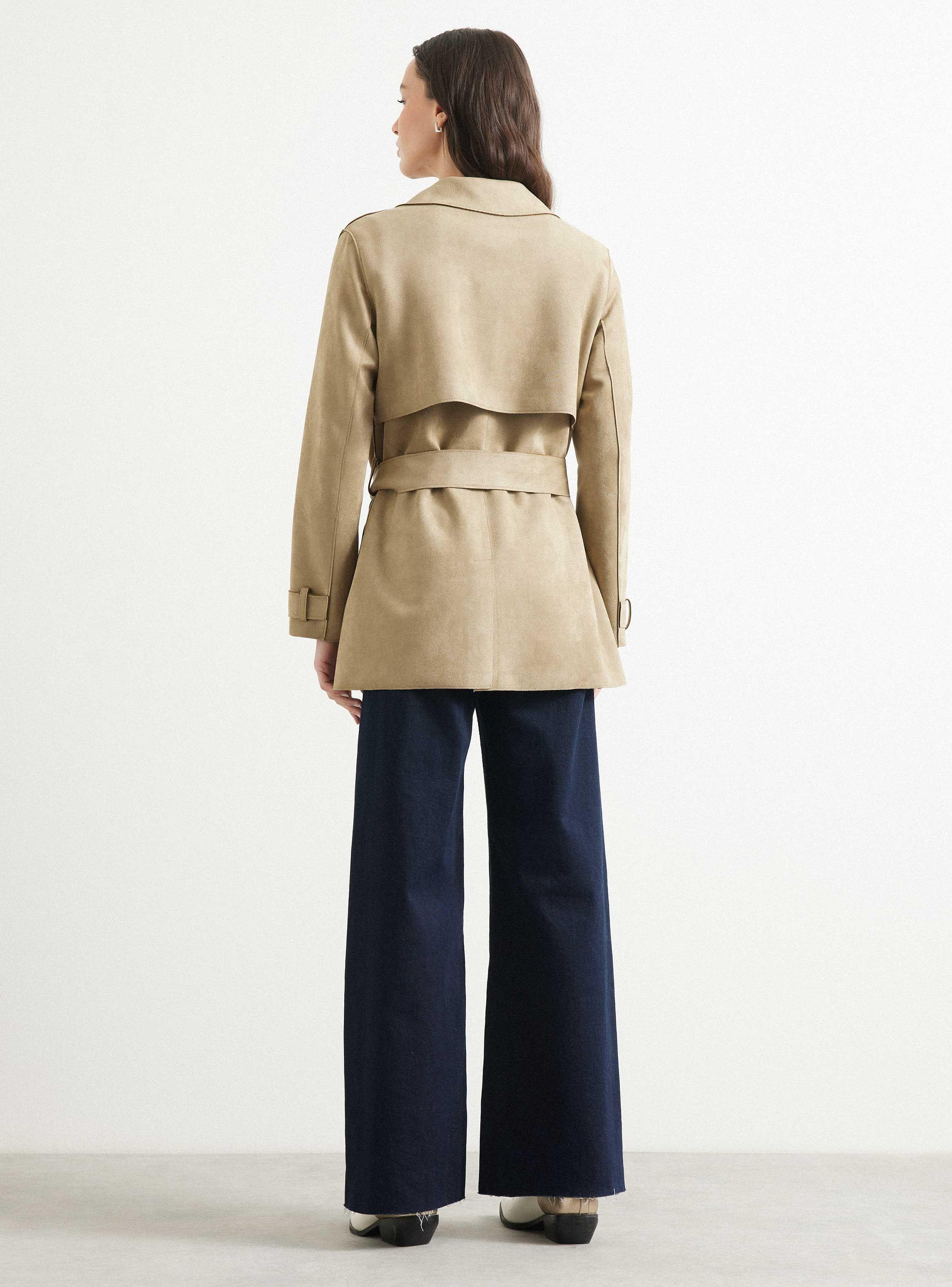 Abrigo Trench Efecto Gamuza-5