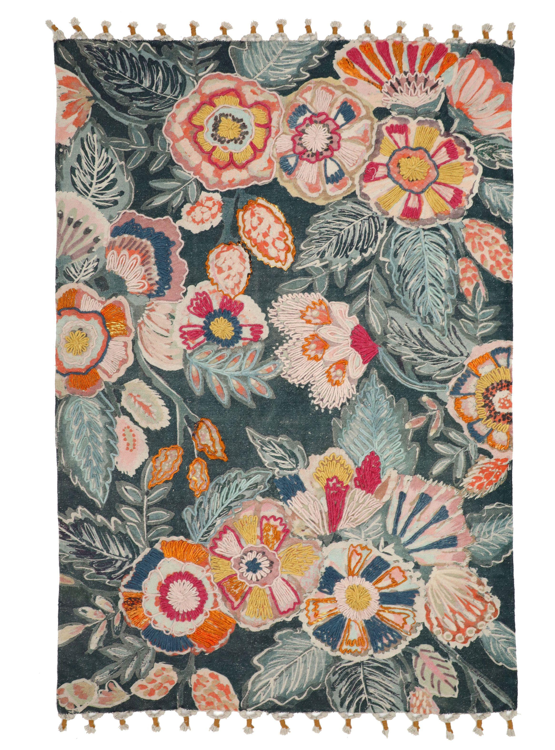 Alfombra Algodón Borda 120x180 cm Azul-0
