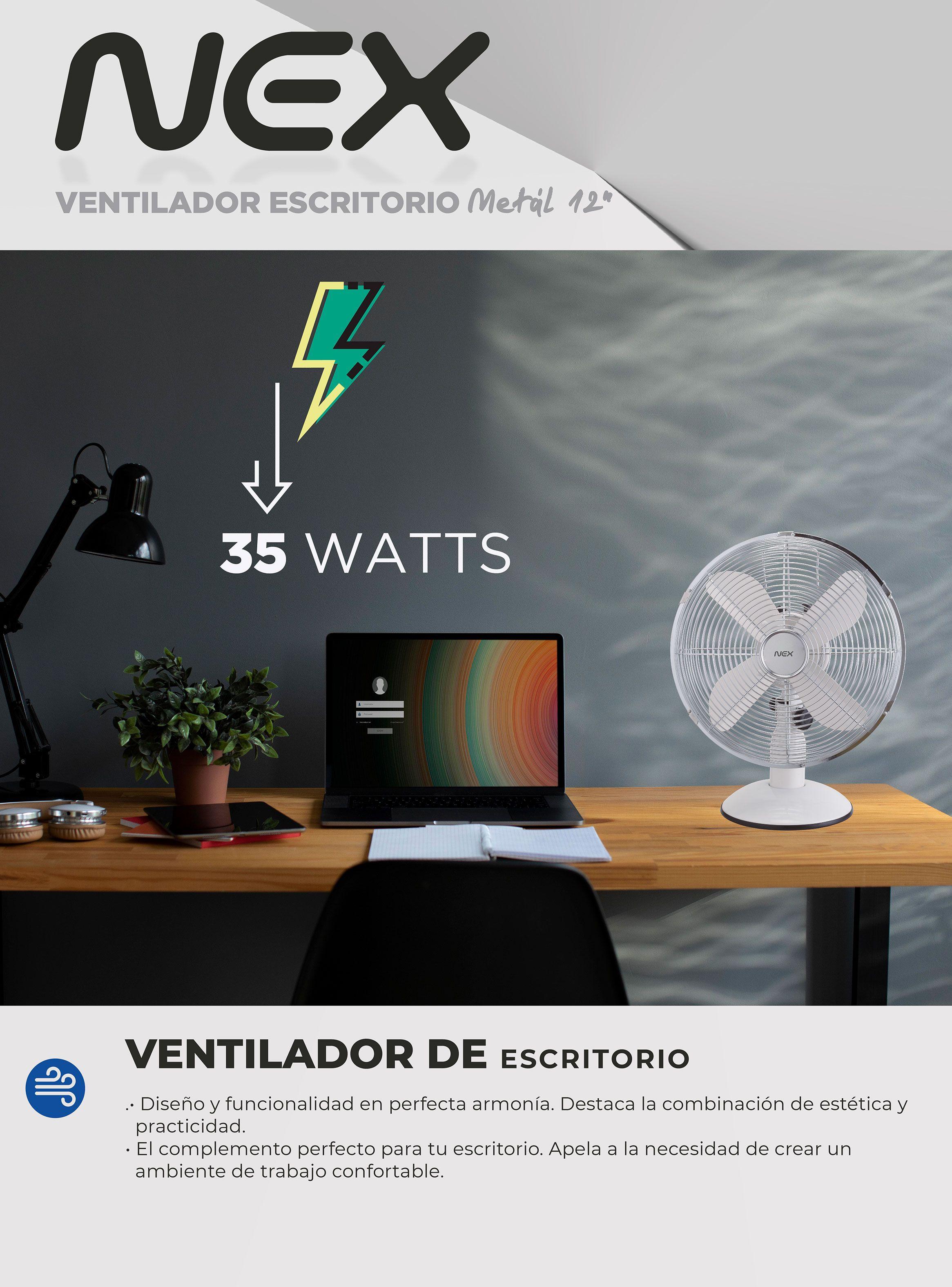 Ventilador de Mesa 12" Metal Blanco DCP1220W-1