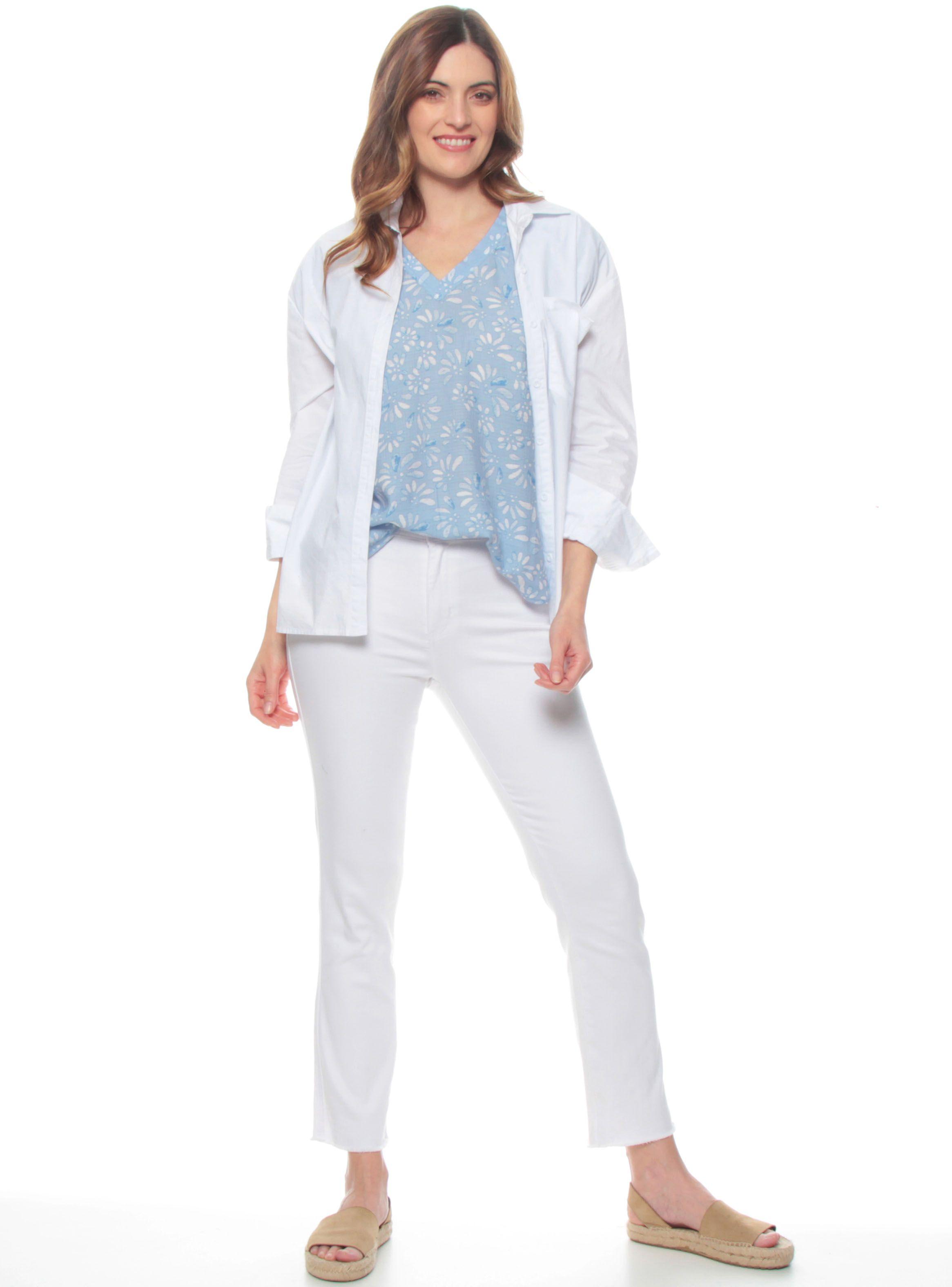 Blusa Sin Manga Estampada Escote V Hombro Ajustable-3