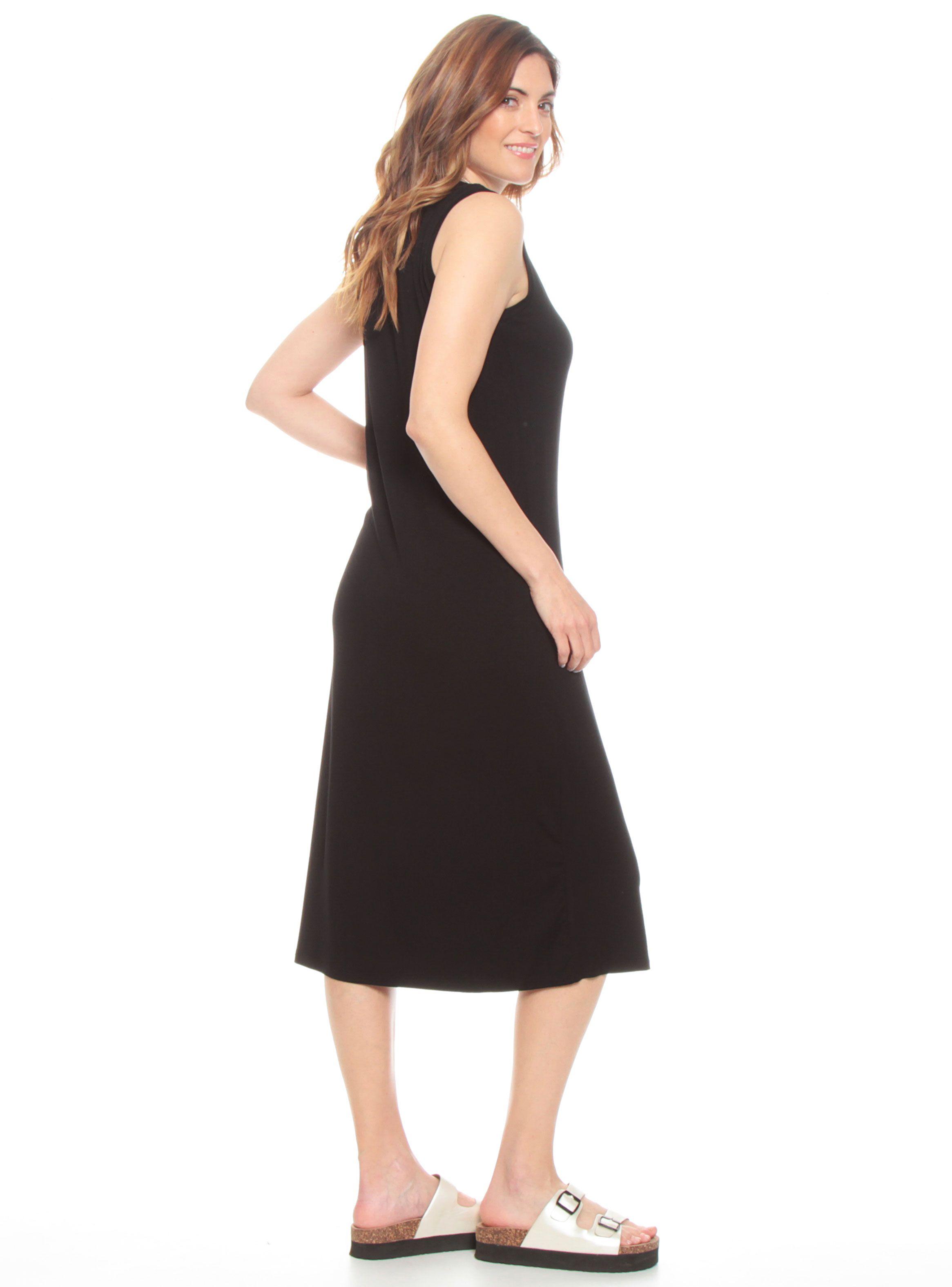 Vestido Sin Manga Sólido Escote Redondo Abertura Costado-1