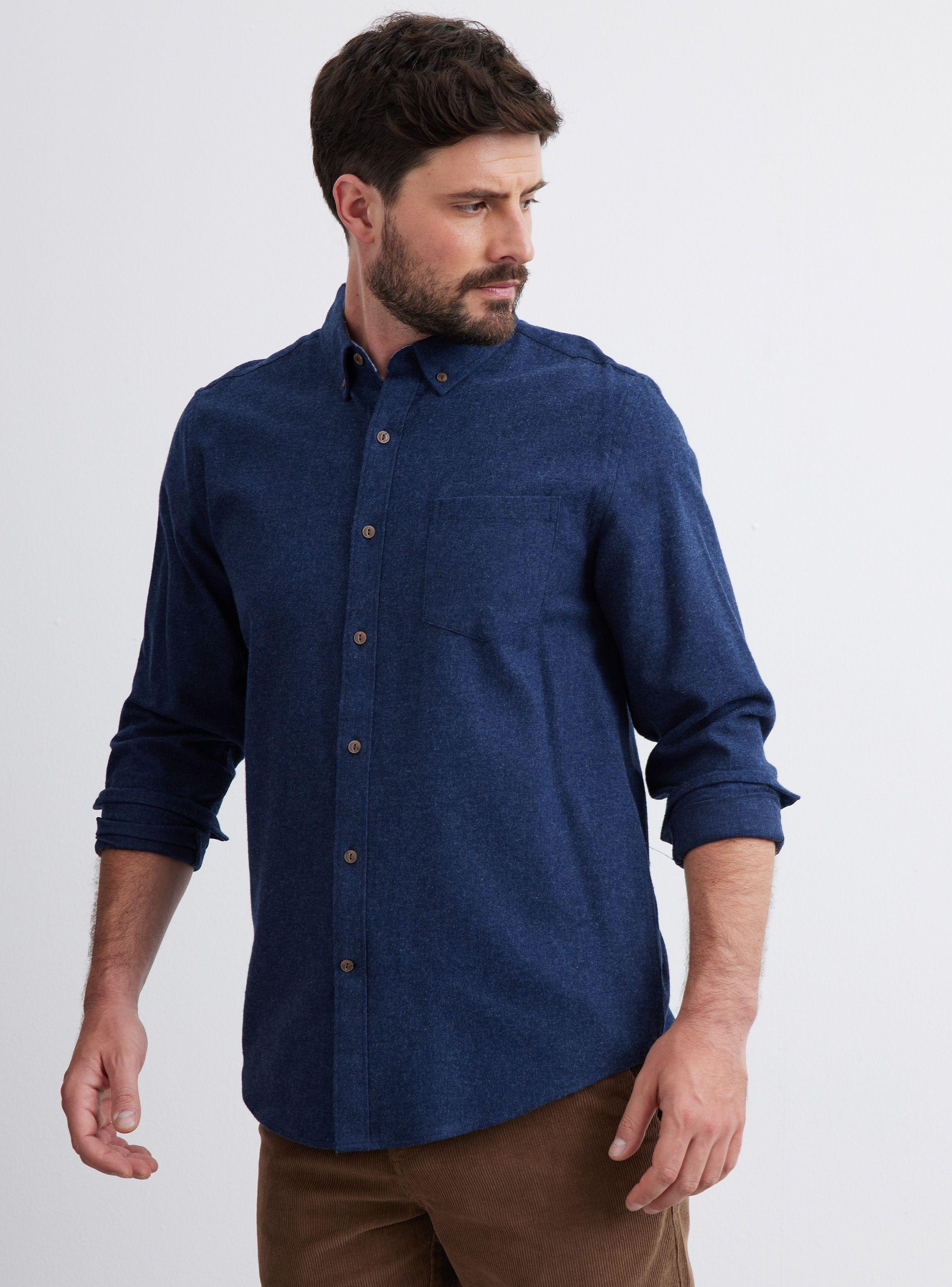 Camisa de Vestir Camisa ML Franela Lisa Regular Fit-0